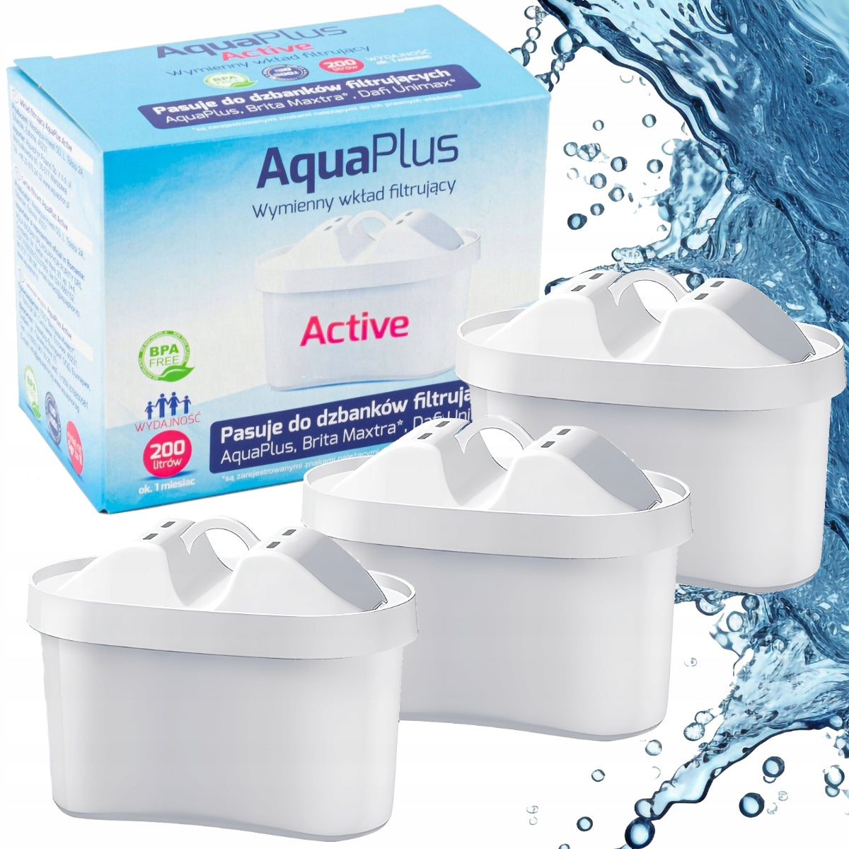 3x AQUAPLUS ACTIVE UNIVERSAL WATER FILTER CARTRIDGE FOR AQUAPHOR BRITA DAFI