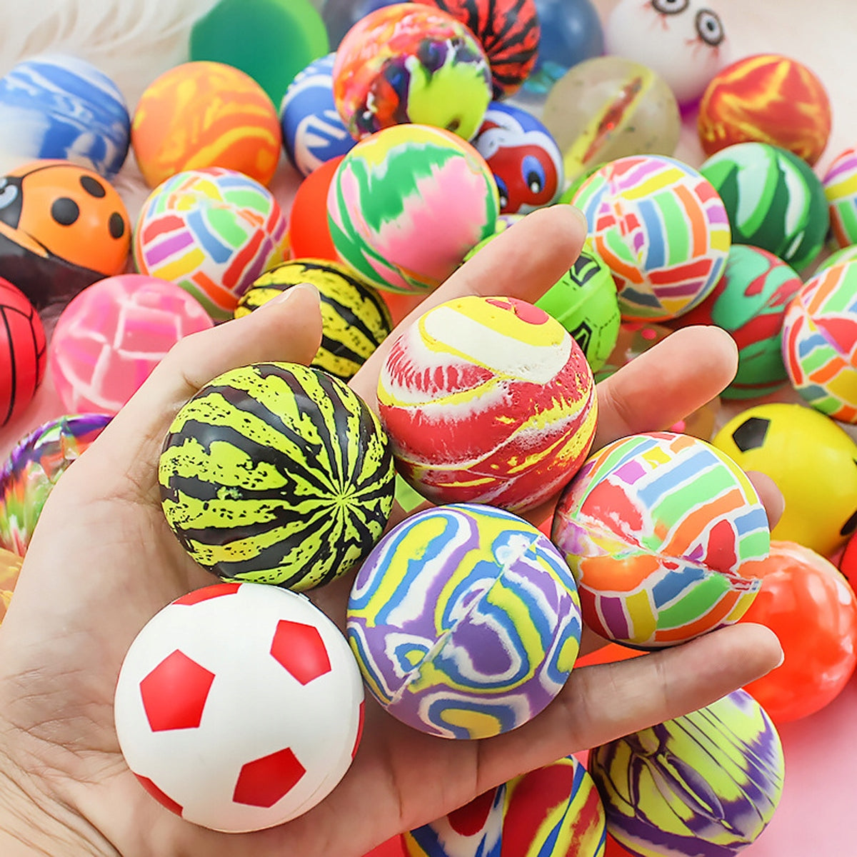 3x BALL RUBBER BALL JUMPING ANTI-STRESS MIX COLORS 45mm Kid's age 3+ years