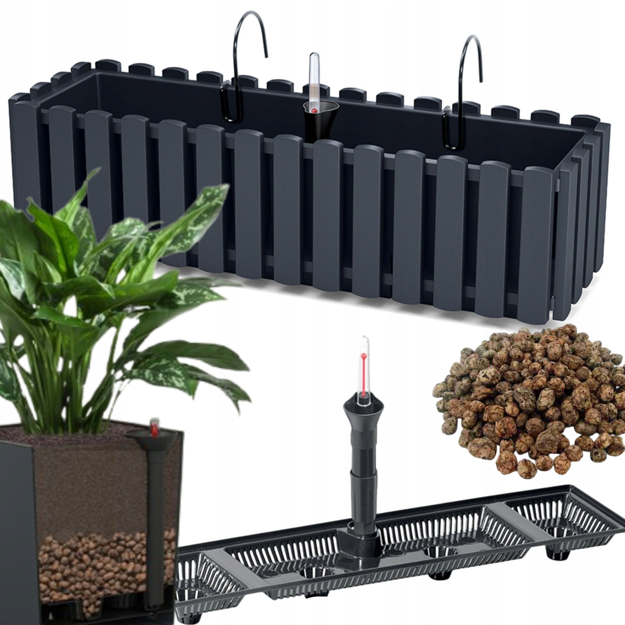 3x Balustrade box DDEF600W Balcony flowerpot + expanded clay 3l Manufacturer code ZS-DDEF600WX3+K_S433