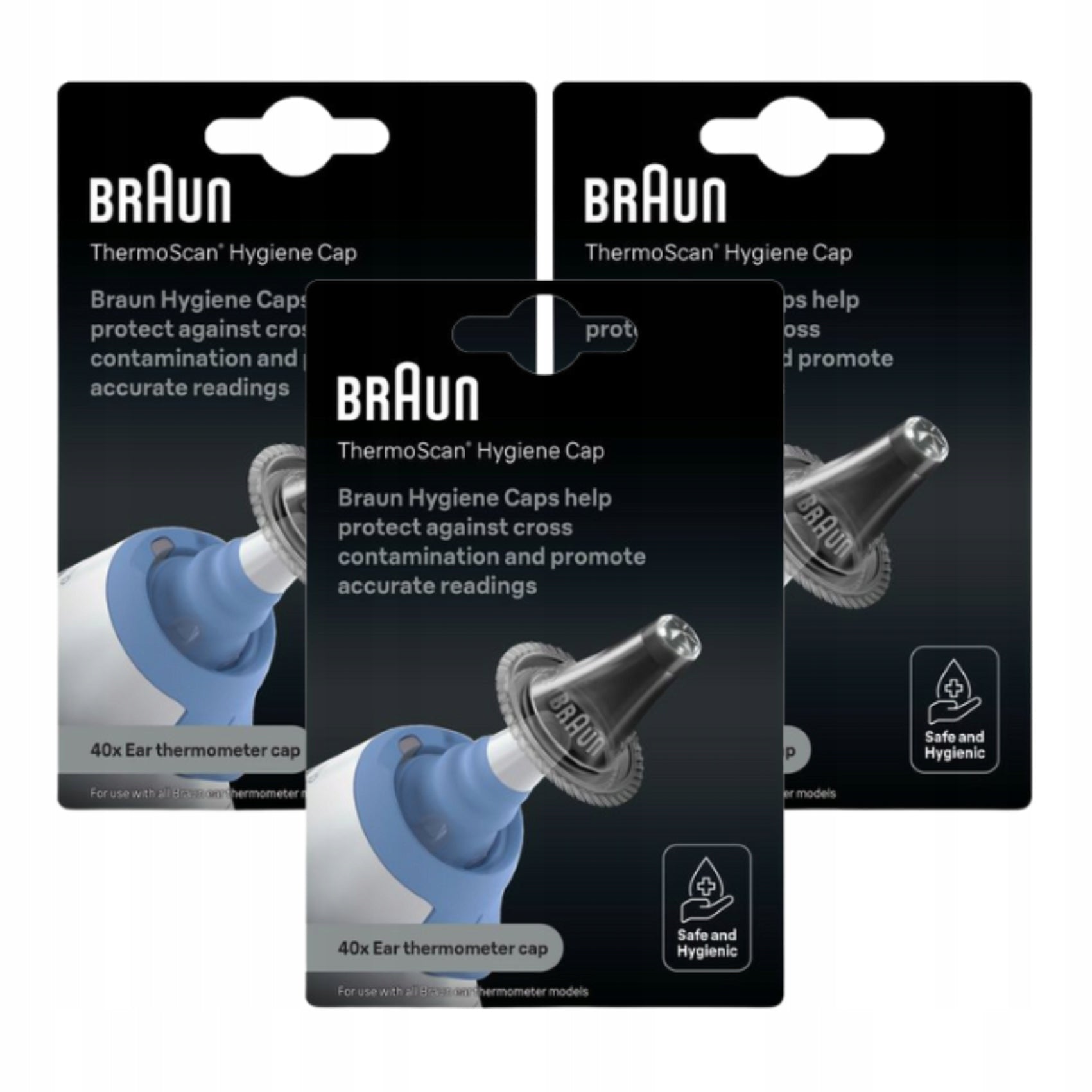3x Braun caps disposable protective caps for ear thermometer 40 sz