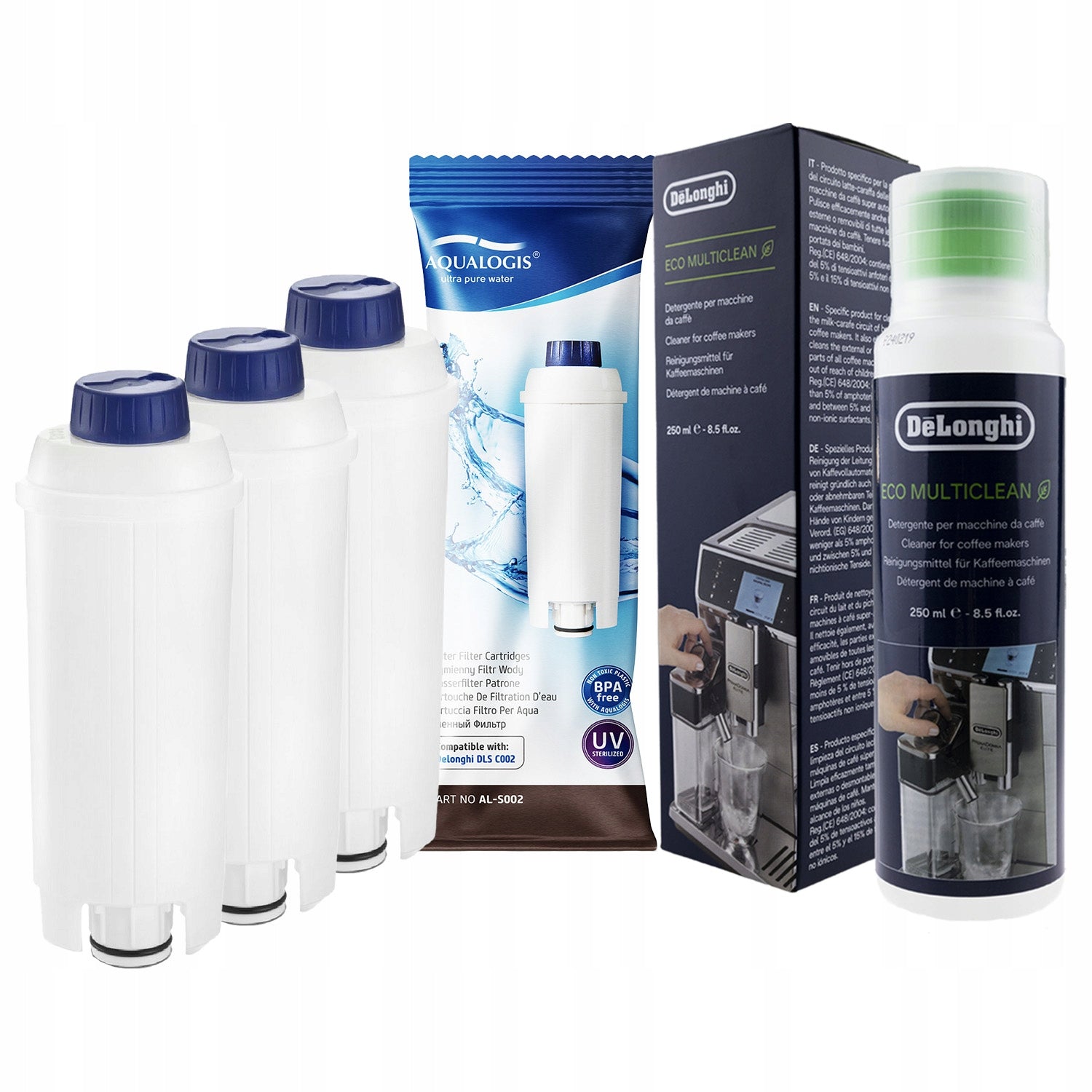 3x Filter for Delonghi AL-S002 + Milkclean 250ml