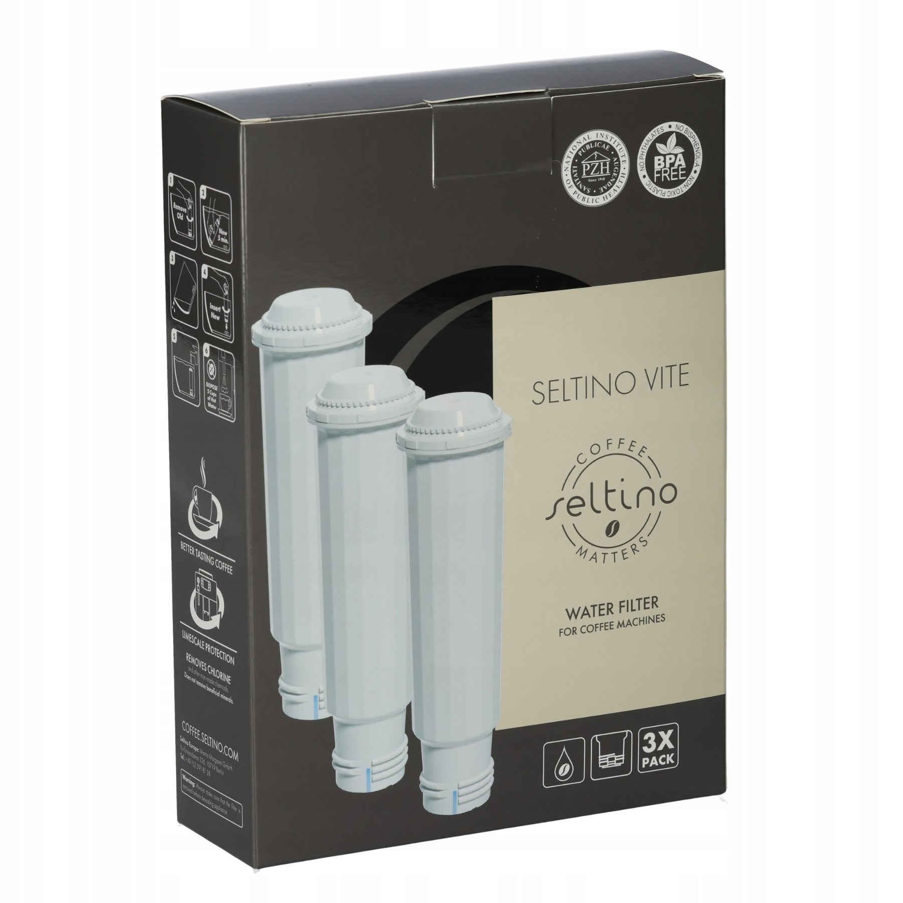 3x Filter for Krups machine replacement Seltino Vite Kind water filter