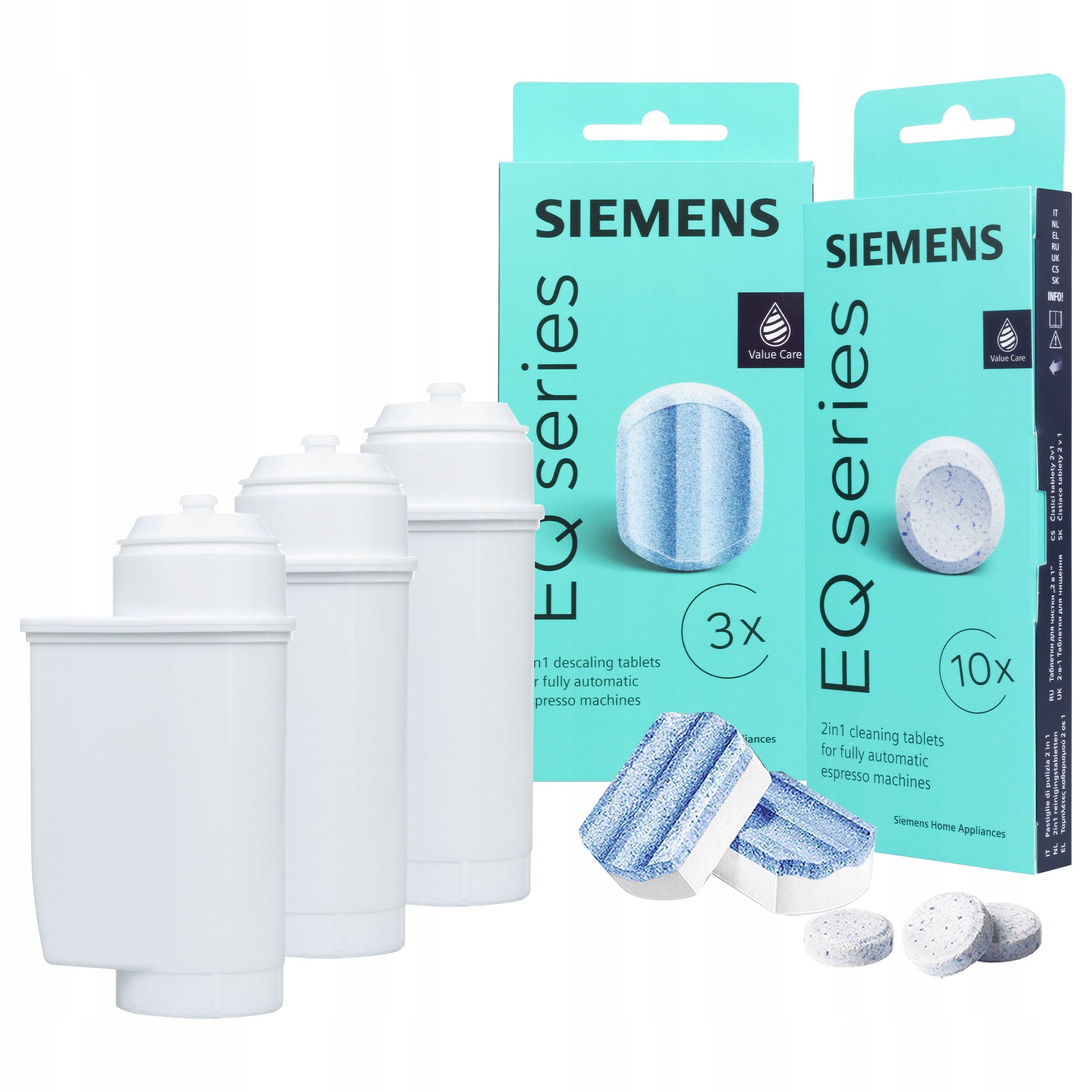3x Filter for Siemens CDCBS3 + Descaler TZ80002 Tablets TZ80001