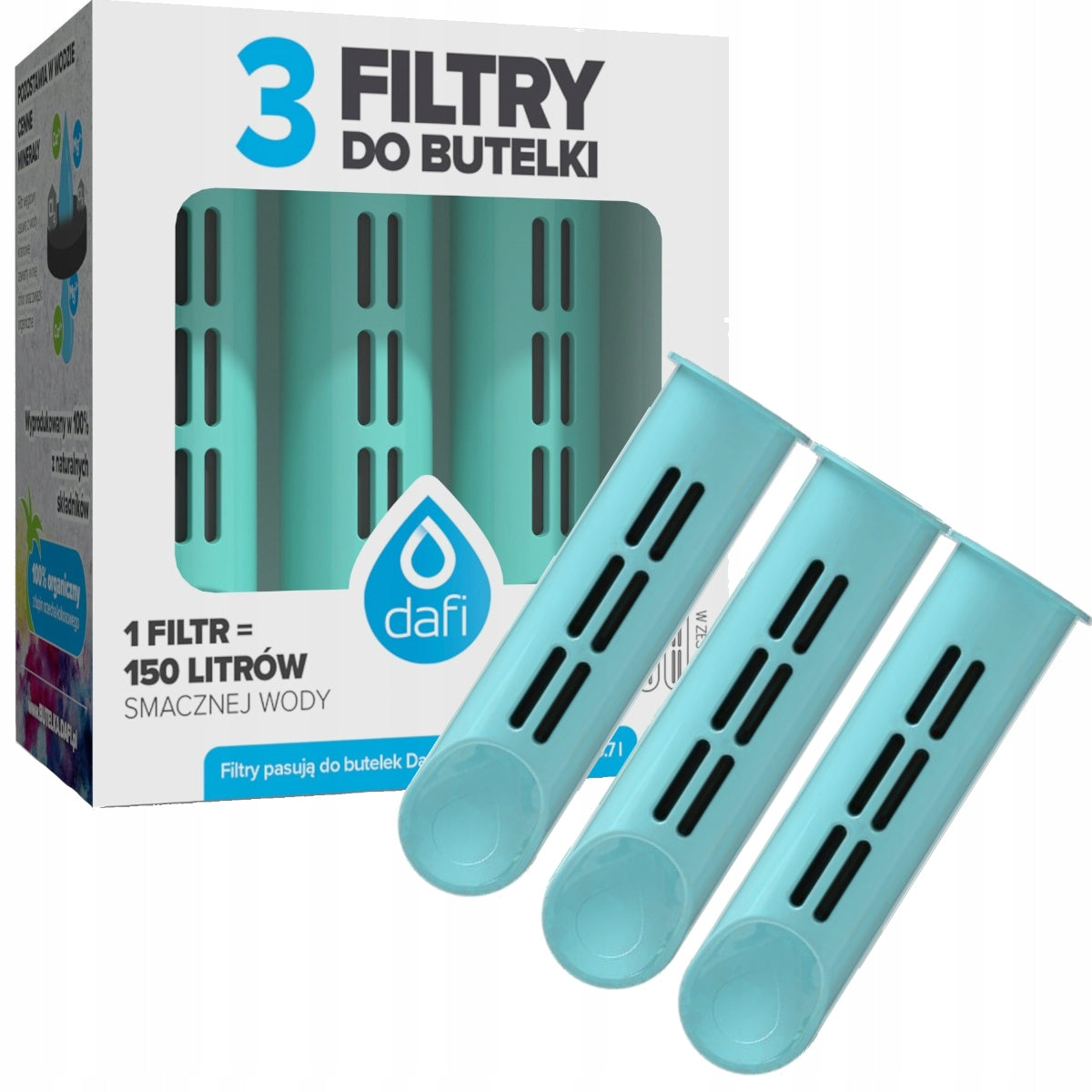 3x Filter for bottle Dafi turquoise + washing brush Manufacturer code 109389+04281
