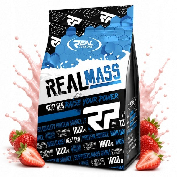 3x GAINER FOR MASS protein carbohydrates Strawberry REAL PHARM Real Mass 1000g Manufacturer code 55
