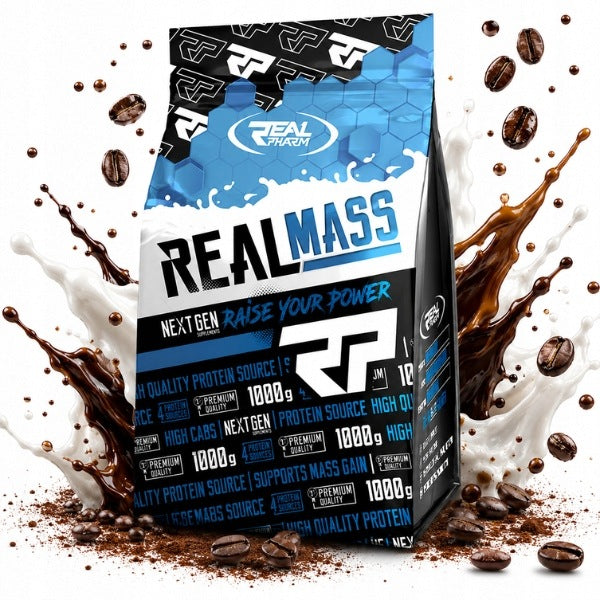 3x GAINER FOR MASS protein carbohydrates Tiramisu REAL PHARM Real Mass 1000g Expiration date at least six months from the date of purchase