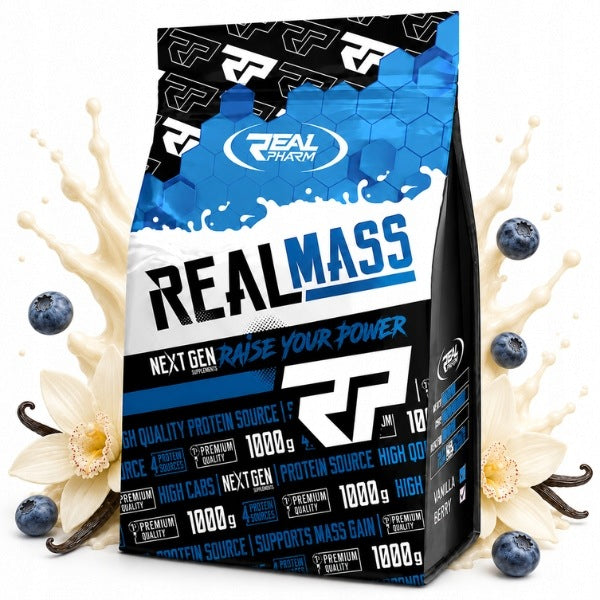 3x GAINER FOR MASS protein carbohydrates VANILLA BERRY REAL PHARM Real Mass 1kg Manufacturer code 5902444700308