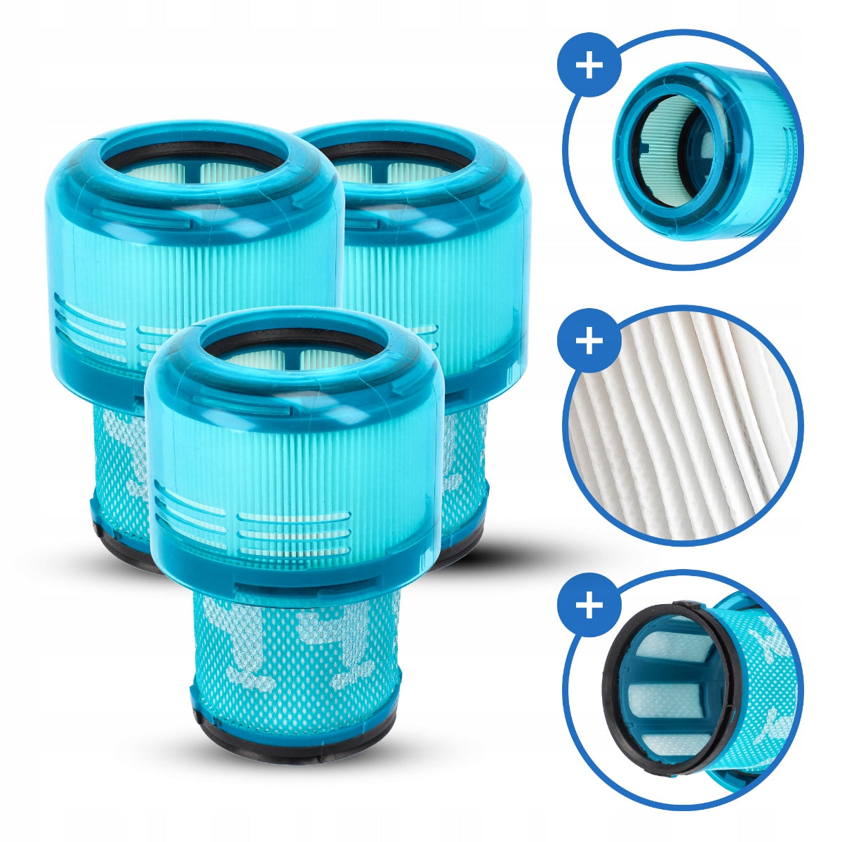 3x HEPA Filter Washable Replacement for Dyson V15 Detect Absolute Vacuum Cleaner Dominant color blue
