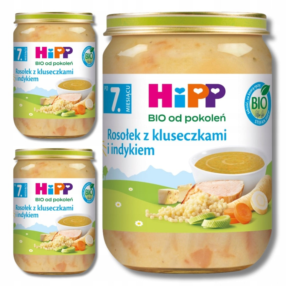 3x HiPP Broth with dumplings and turkey BIO 190g LUNCH after 7 months