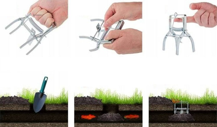 3x MOLE TRAP VOLES PROFESSIONAL PAW METAL GUILLOTINE MOLECATCHER Batteries included no