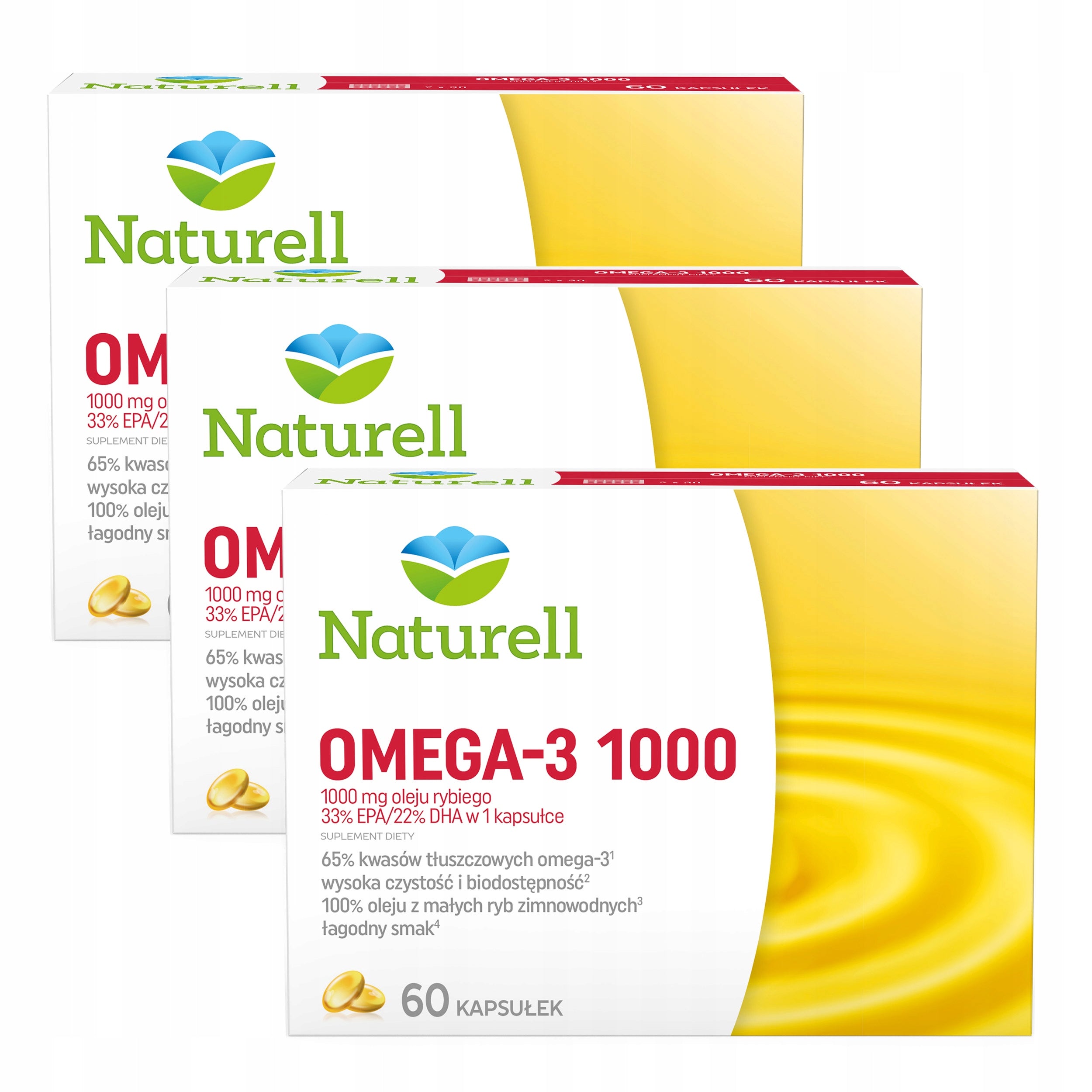 3x Naturell Omega-3 1000 60 kaps| OMEGA 3 ACIDS - HEART, BRAIN, SIGHT