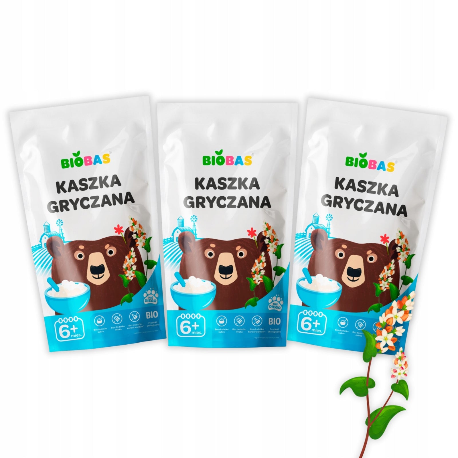 3x Organic Buckwheat Porridge BIO Dairy Free For Children 200g / BioBas