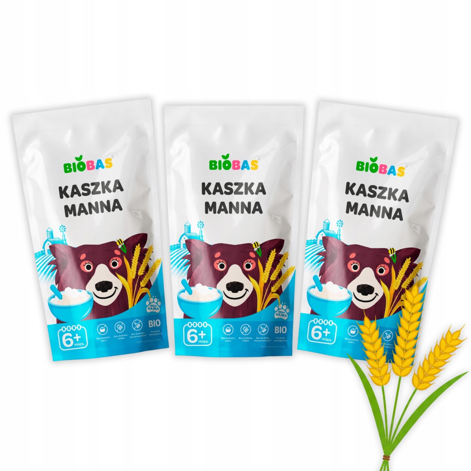 3x Organic Manna Porridge BIO Dairy Free For Children 200g / BioBas