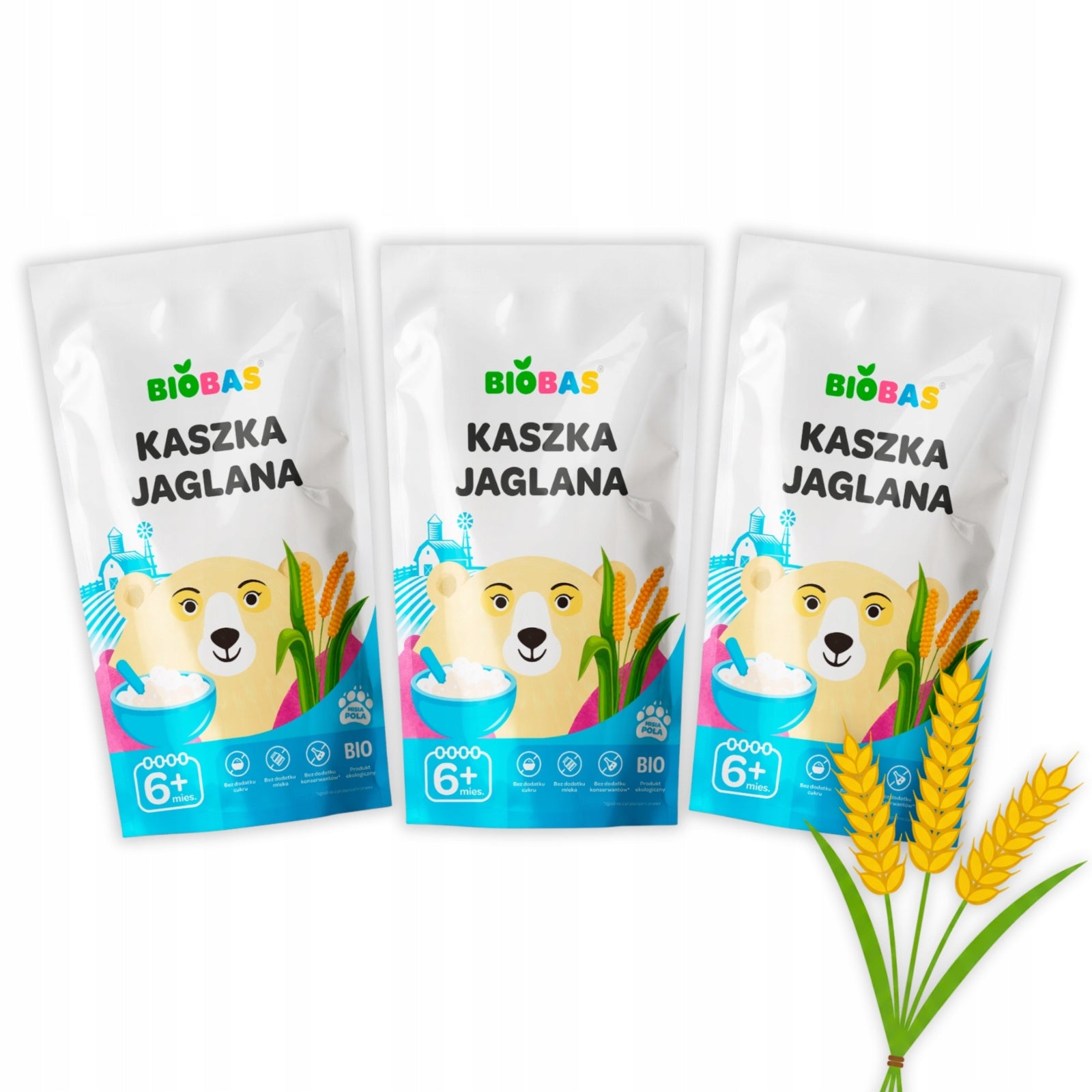3x Organic Millet Porridge BIO Dairy Free For Children 200g / BioBas
