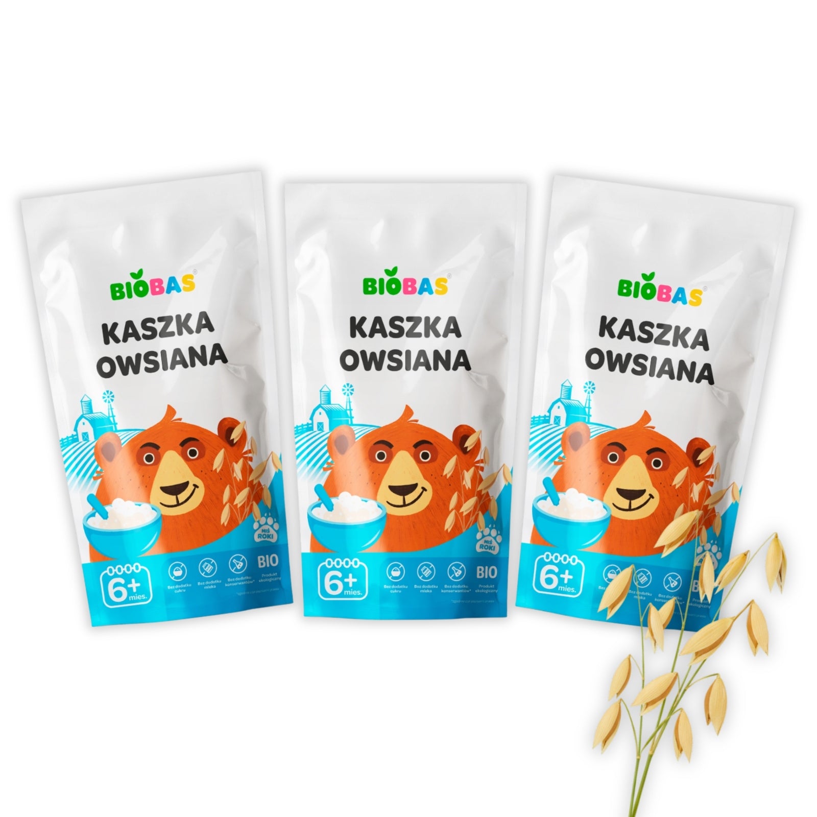 3x Organic Oat Porridge BIO Dairy Free For Children 200g / BioBas