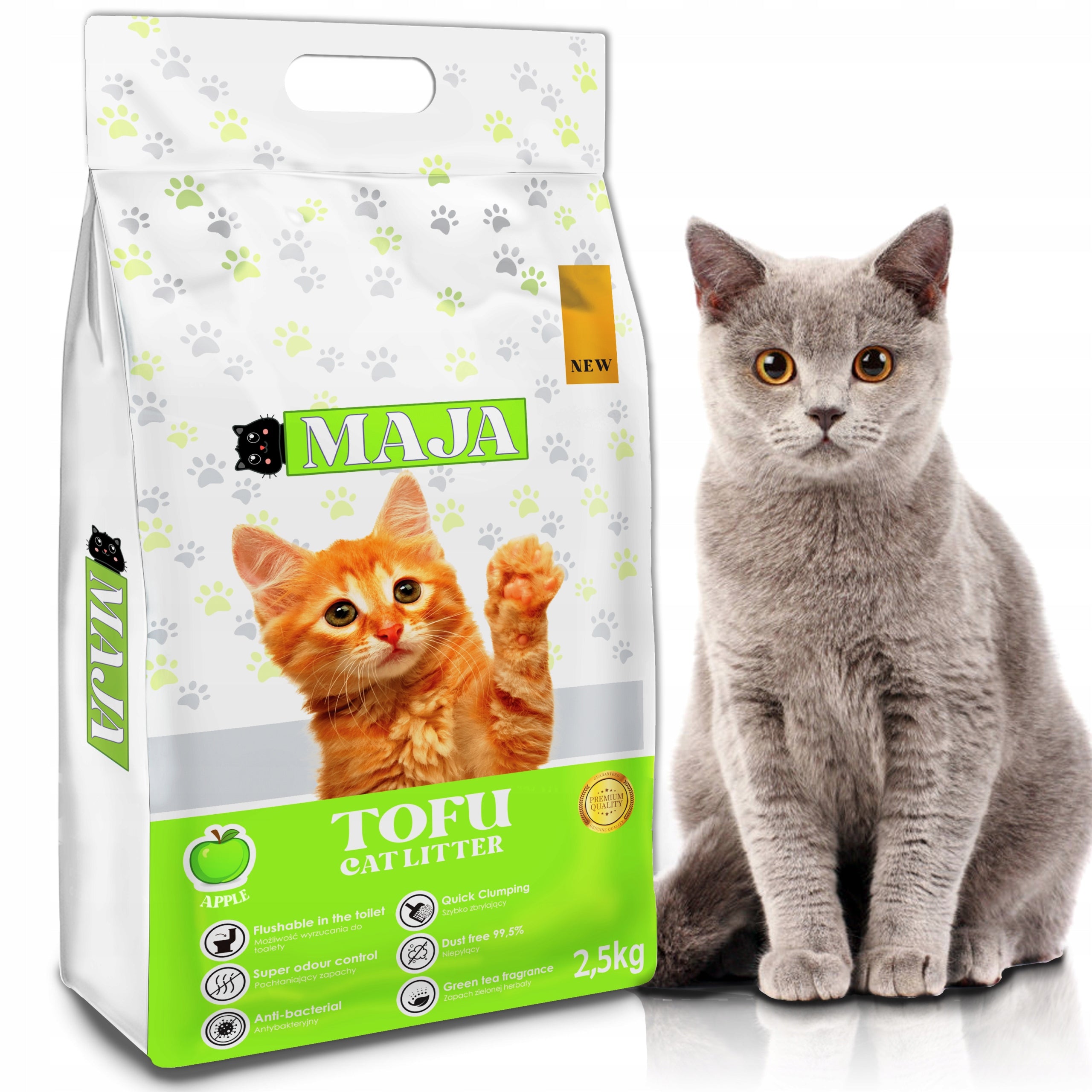 3x Organic Tofu Litter MAJA 2.5 kg Fragrance Set Brand Maja