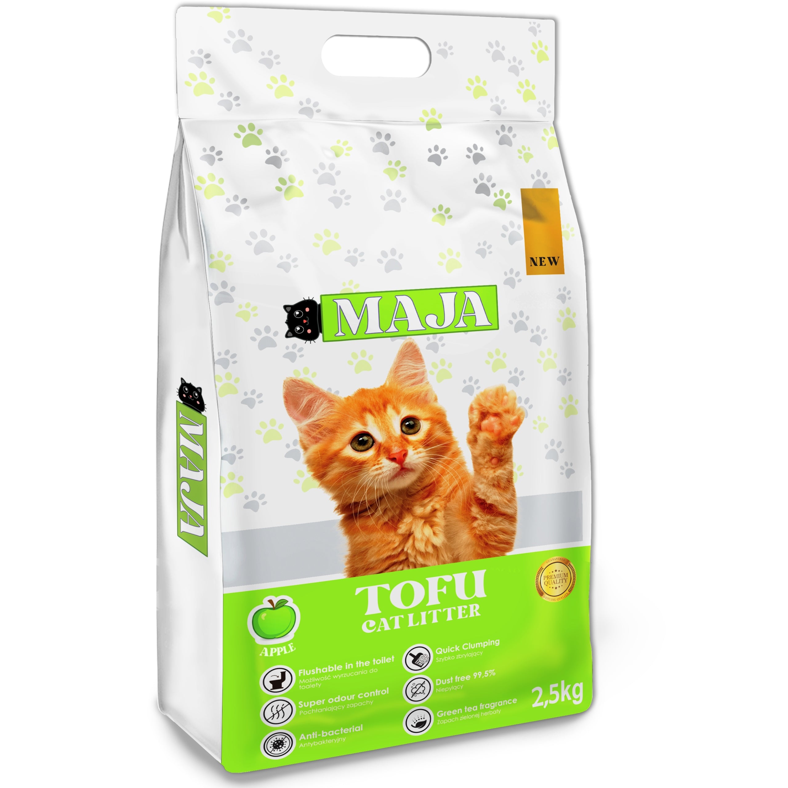 3x Organic Tofu Litter MAJA 2.5 kg Fragrance Set Volume 5.5 l
