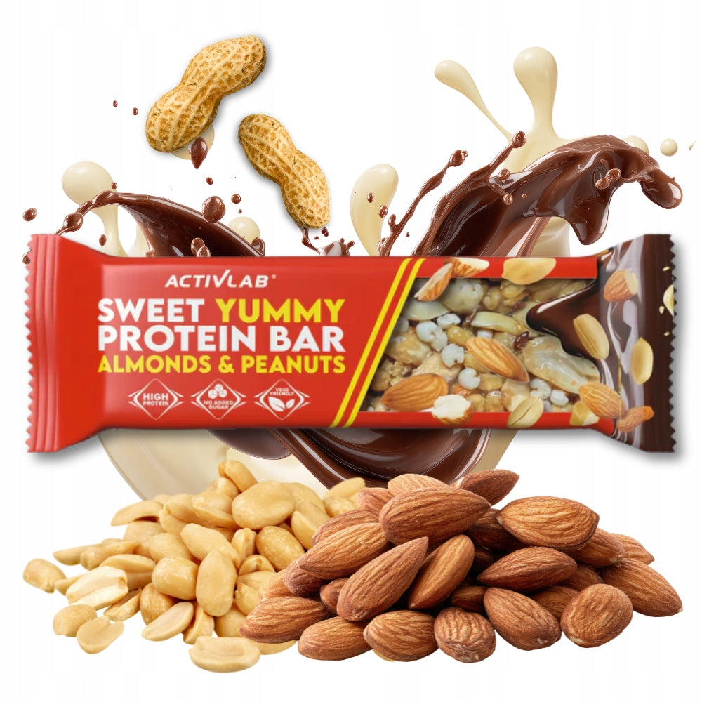3x PROTEIN BAR Activlab SWEET YUMMY Protein Bar 40g PEANUTS & ALMONDS Packaging status original