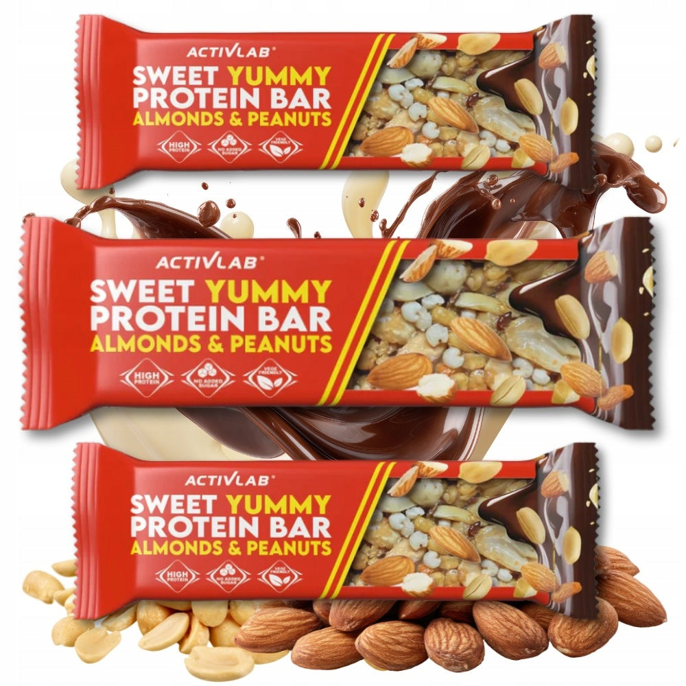 3x PROTEIN BAR Activlab SWEET YUMMY Protein Bar 40g PEANUTS & ALMONDS
