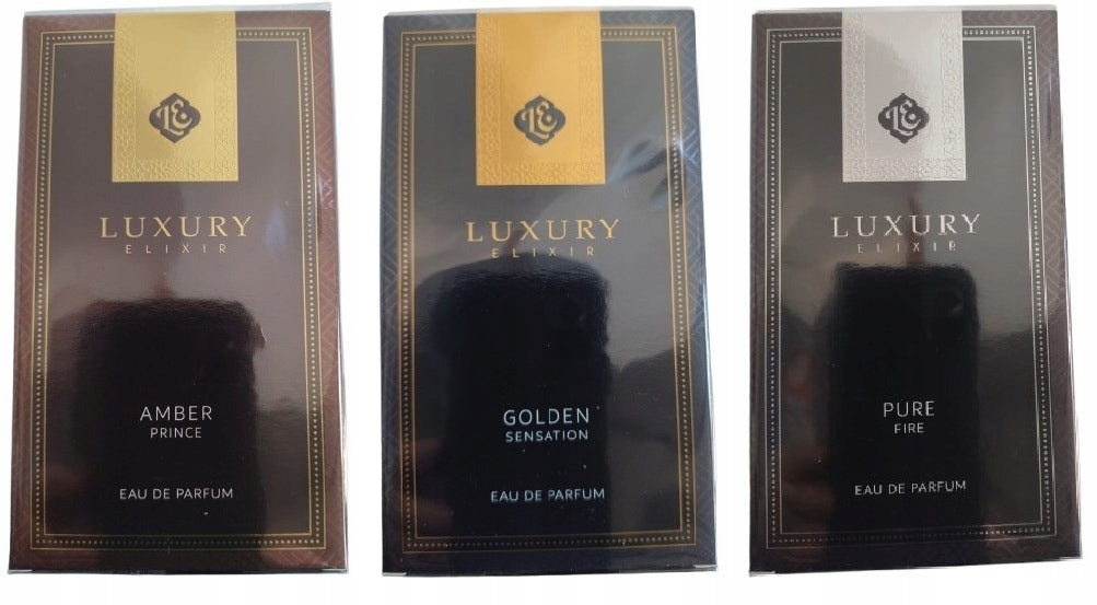 3x Perfumed Water Luxury Elixir Mix Pure Golden Amber Men's 100ml