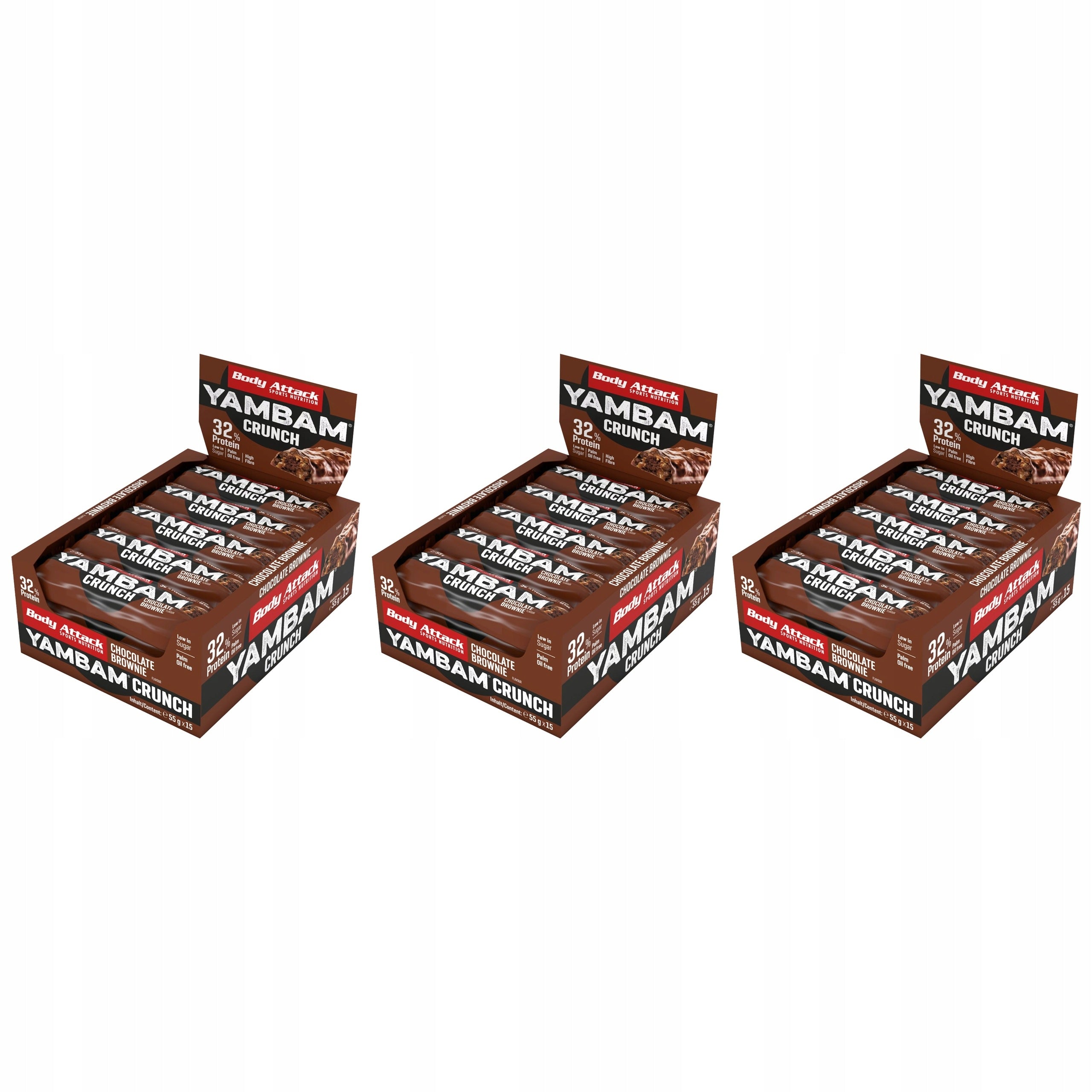3x Protein Bar Protein Yambam Protein 15x 55 g Low Sugar Body Attack