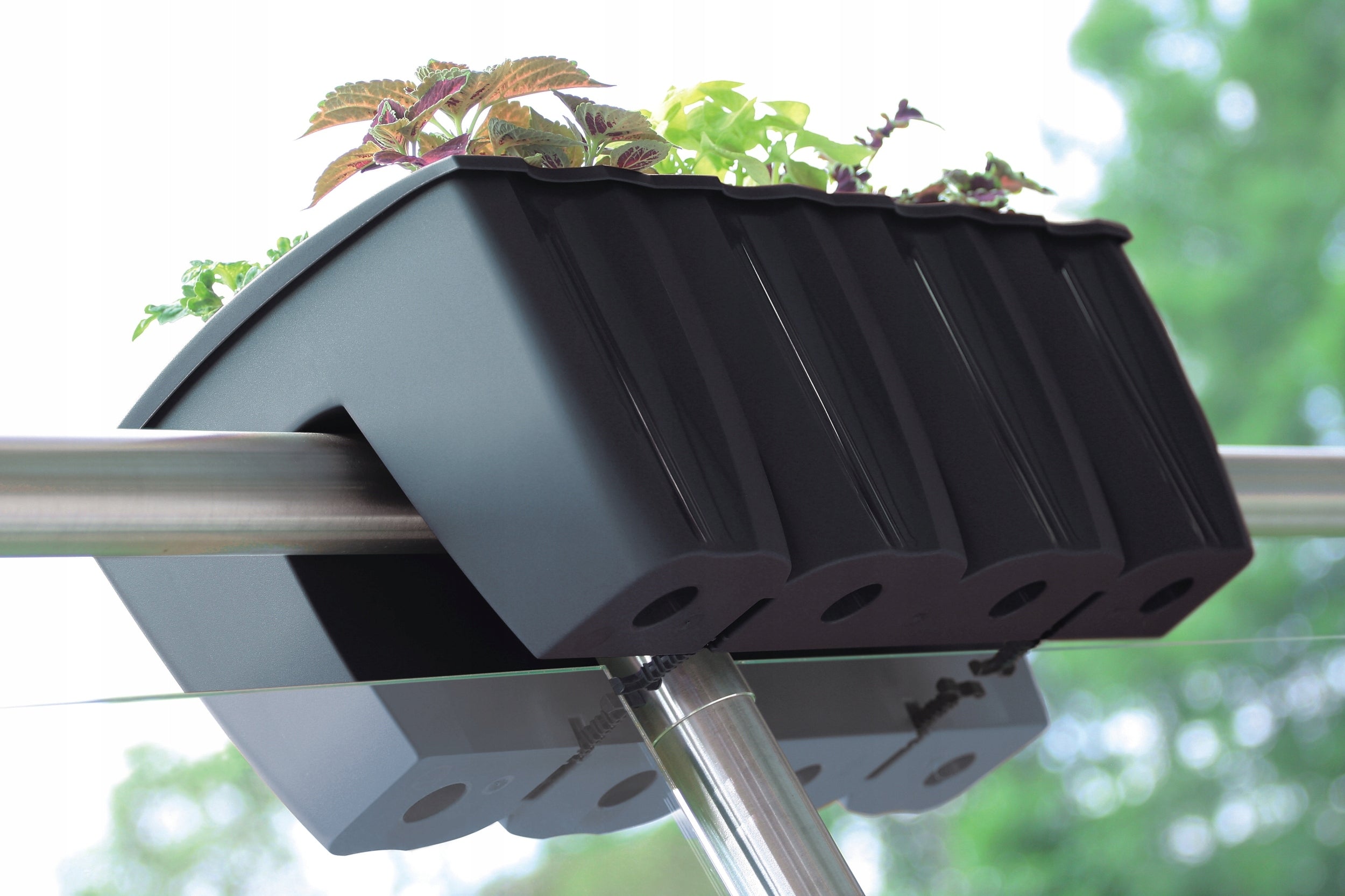 3x Railing box DCRO600, Balcony flowerpot + expanded clay 5l Maximum length 58 cm