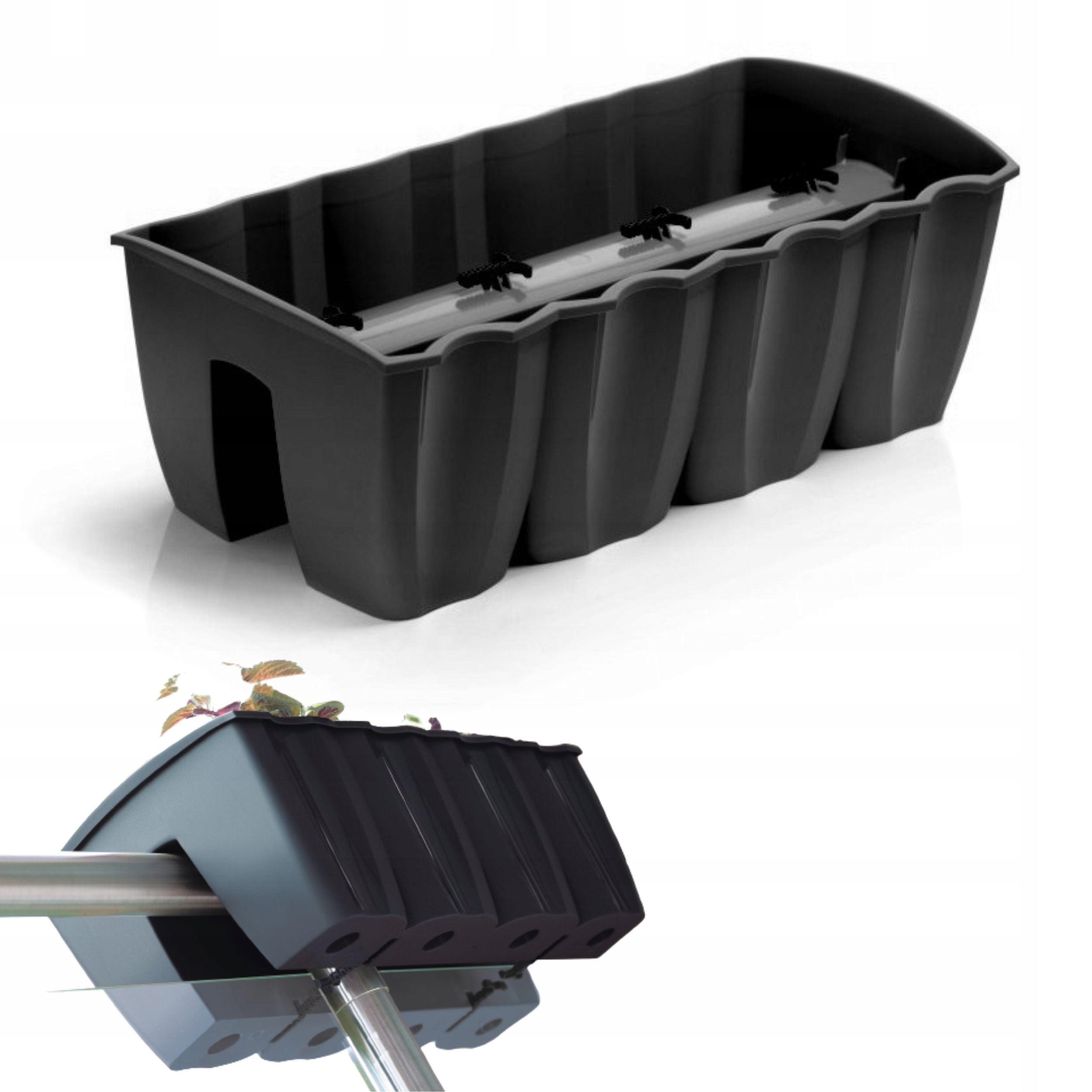 3x Railing box DCRO600, Balcony flowerpot + expanded clay 5l Weight 3.5 kg