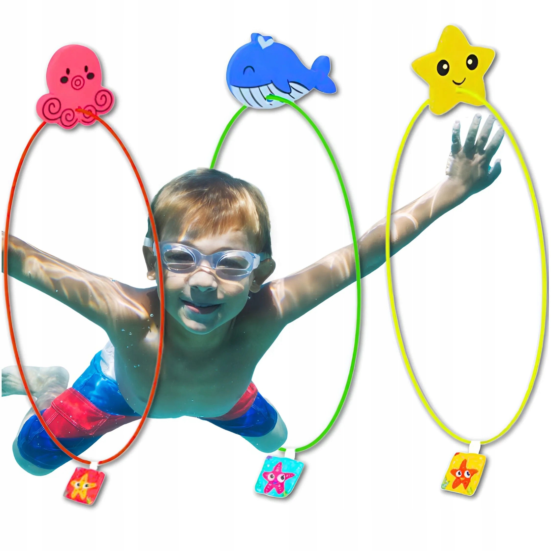 3x UNDERWATER WHEELS DIVING LEARNING RINGS FOR POOL SET FOR KIDS
