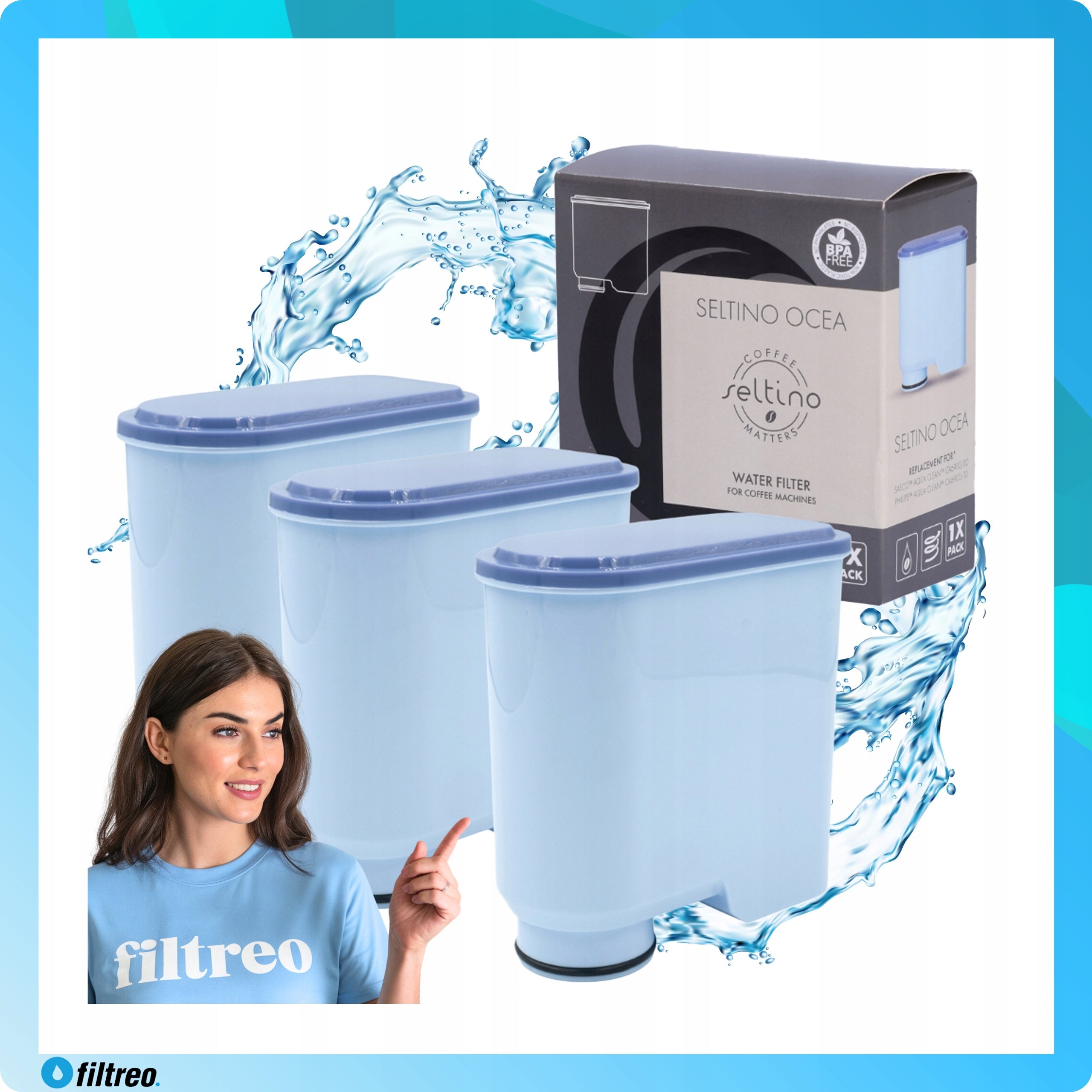 3x Water FILTER for PHILIPS SAECO system AquaClean GOOD REPLACEMENT Manufacturer code SELTINO OCEA