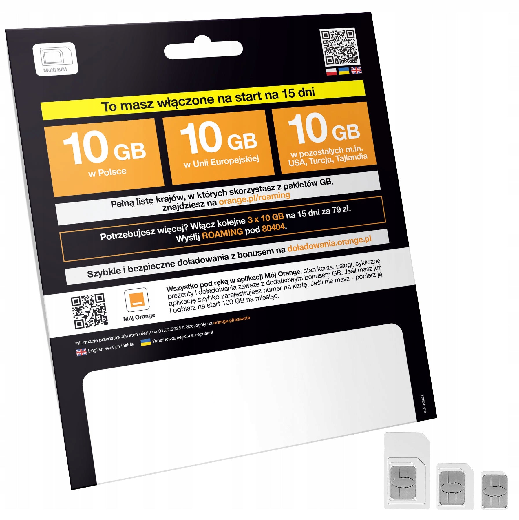 3x10 GB-EU roaming starter, Turkey, Egypt, Albania, Tunisia, Thailand Packaging status original