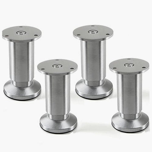 4 ADJUSTABLE FURNITURE FEET IN BRUSHED ALUMINUM LIFTING CAPACITY 250 KG