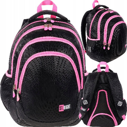 4-CHAMBER SCHOOL BACKPACK FOR GIRLS BLACK GLITTER SEQUINS MAYEWSKI Packaging status original