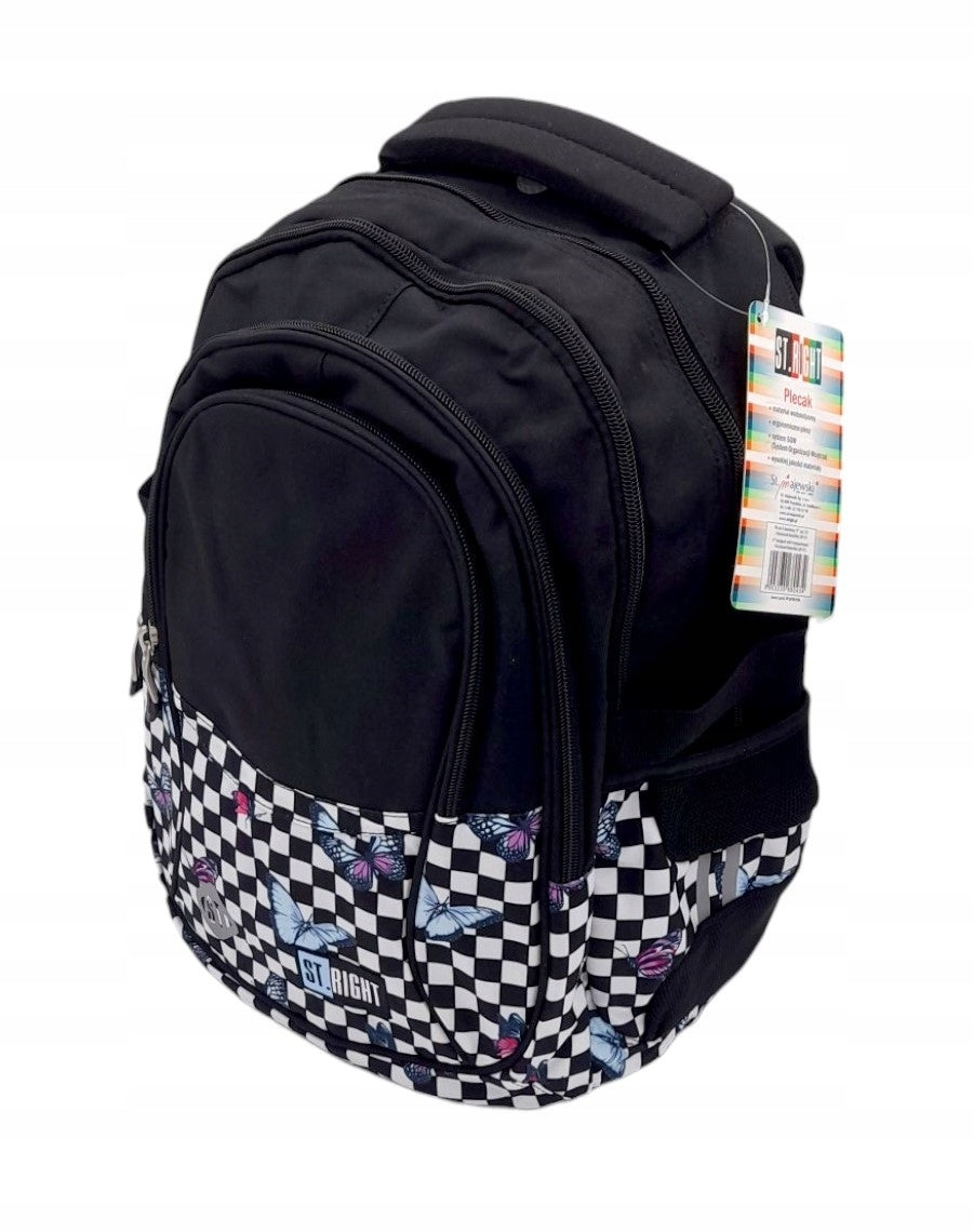 4-CHAMBER SCHOOL BACKPACK FOR GIRLS GRILLE BUTTERFLIES ST.MAJEWSKI