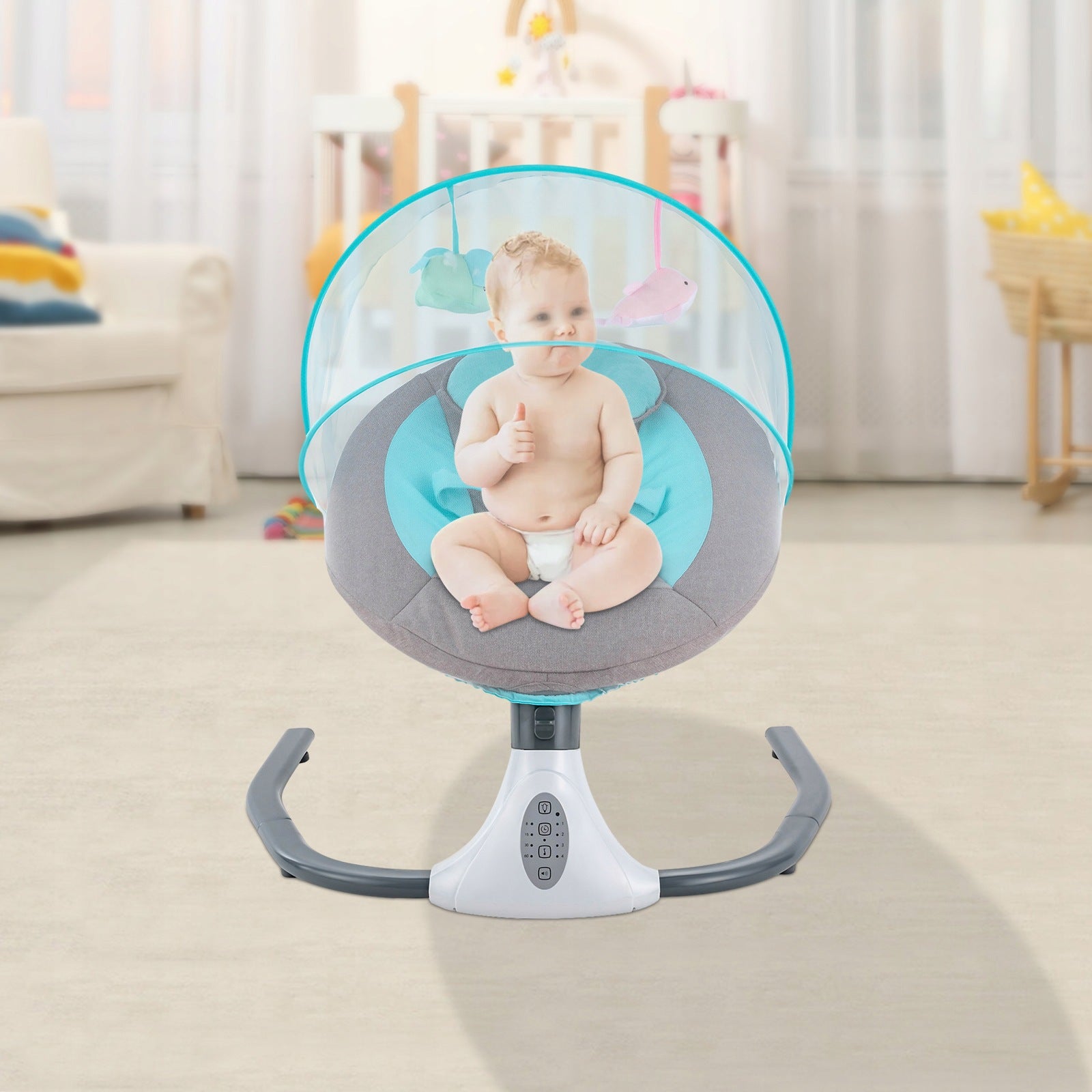 4 Gears Blue Baby Swing Infant Rocker 18kg Load For Infants 1-12 Months Manufacturer code OT-WMTCXX-4413