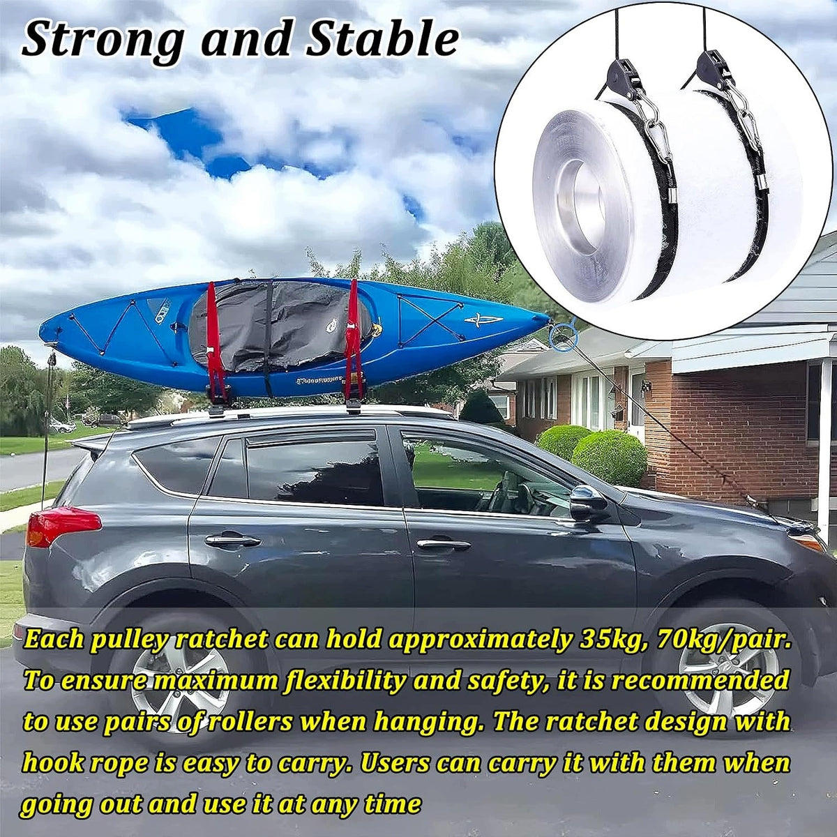 4 PCS ADJUSTABLE ROPE RATCHETS WITH 2M HOOKS FOR HANGING Brand GoSystem