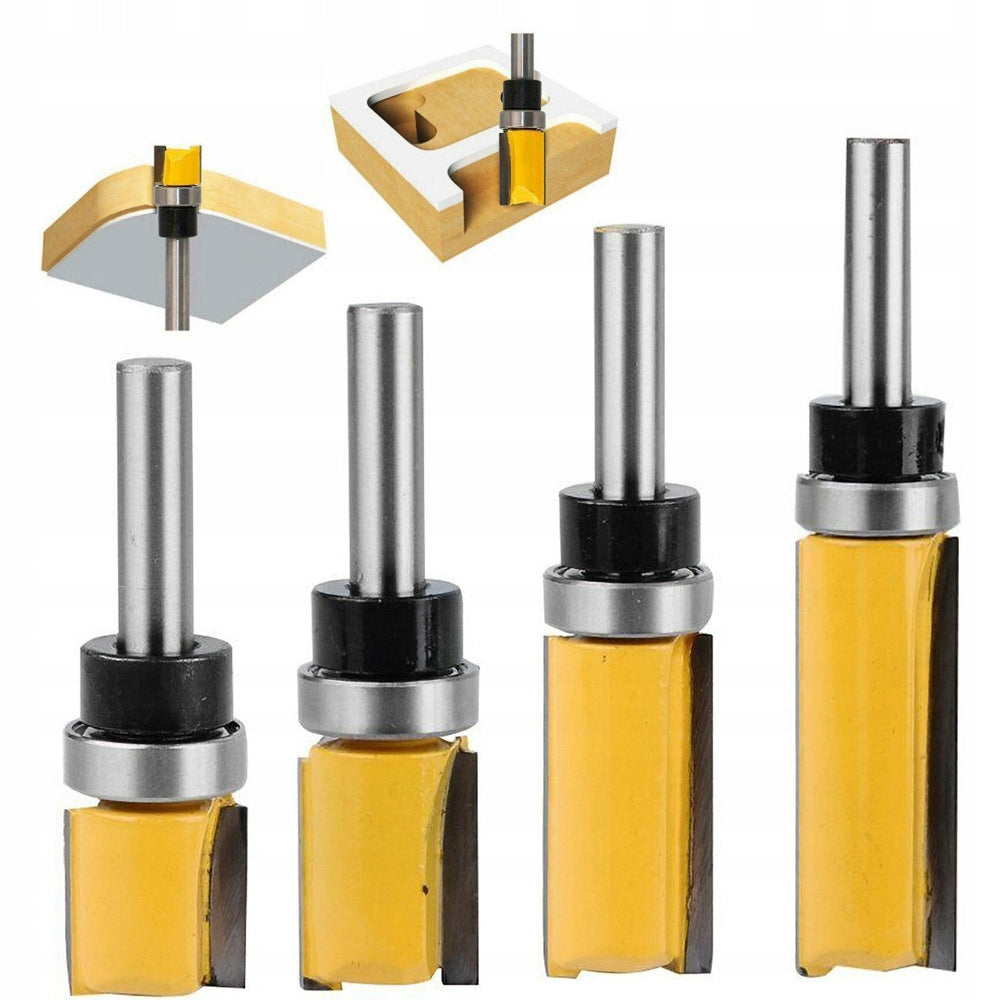 4 PCS STRAIGHT COPY CUTTER WITH 8MM SHANK BEARING FOR WOOD