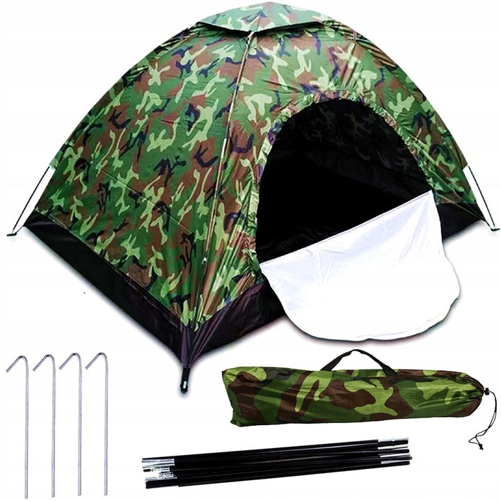 4 PERSON TENT WITH MOSQUITO NET CAMO TOURIST CAMPING WOOD RESISTANT Model NAMIOT 4 OSOBOWY MORO