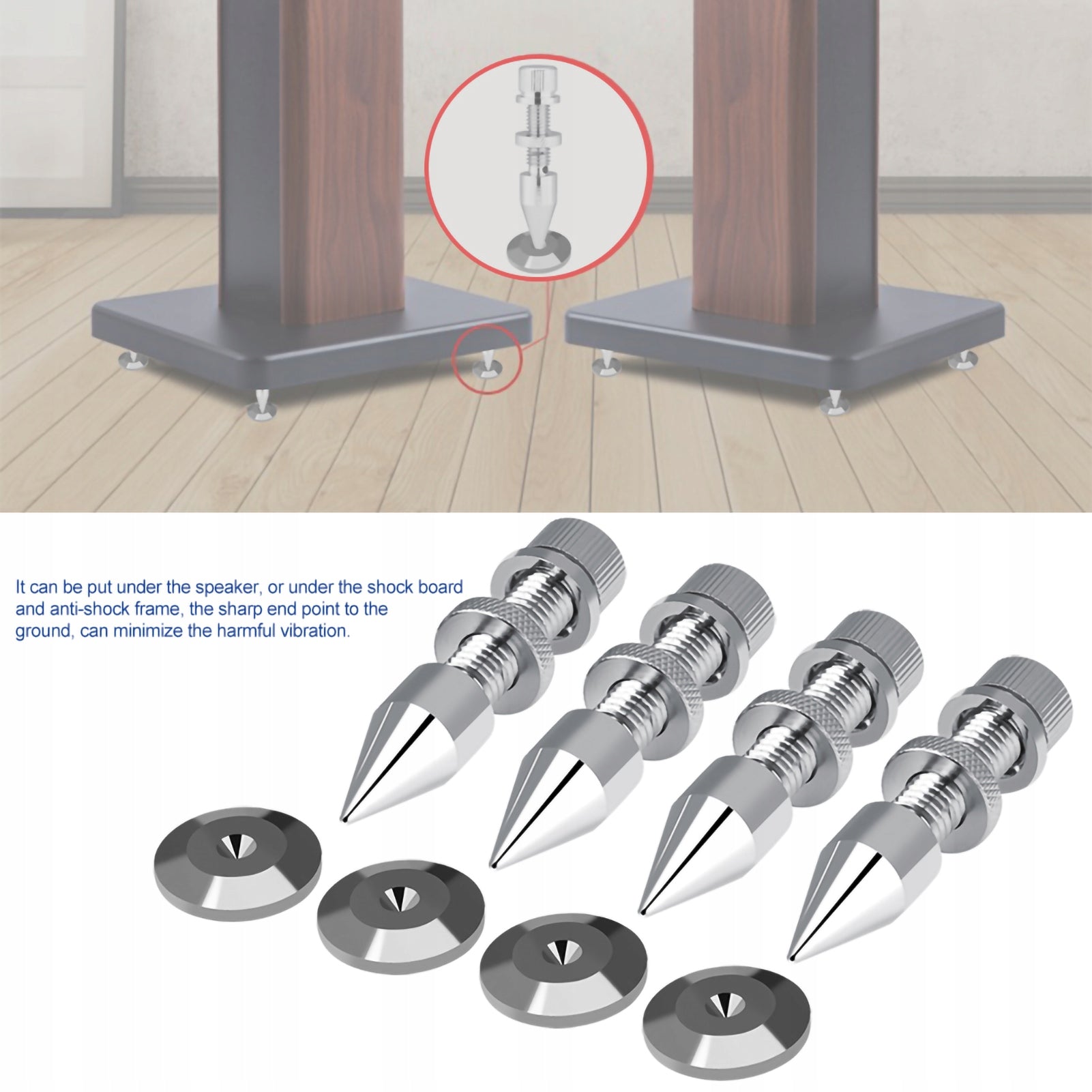 4 PIECES INSULATION SPIKES FOR SPEAKERS, AUDIO STAND BASE Brand no brand