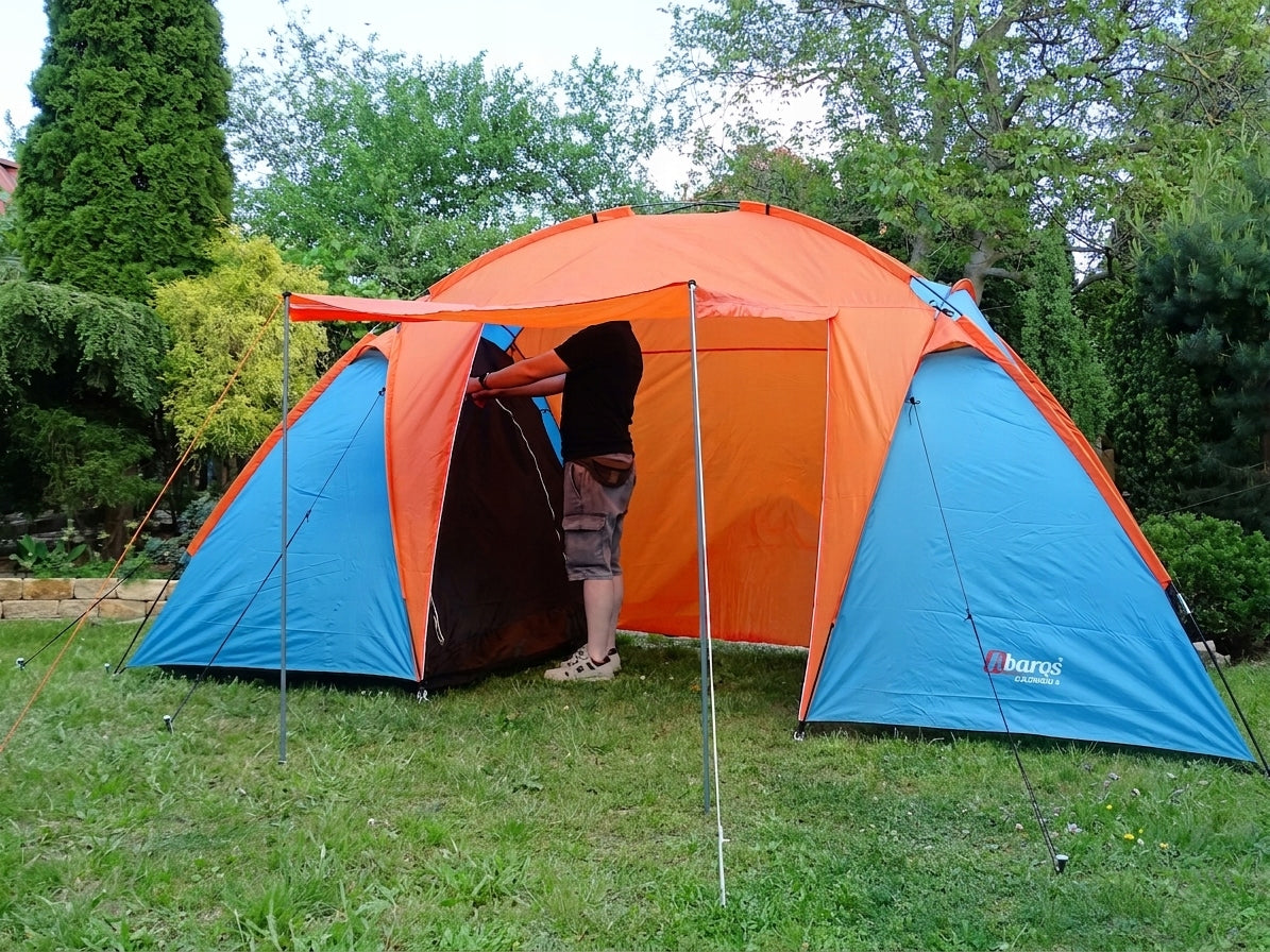 4-Person Tourist Tent with Vestibule Large Family 2 Bedrooms Packaging status original