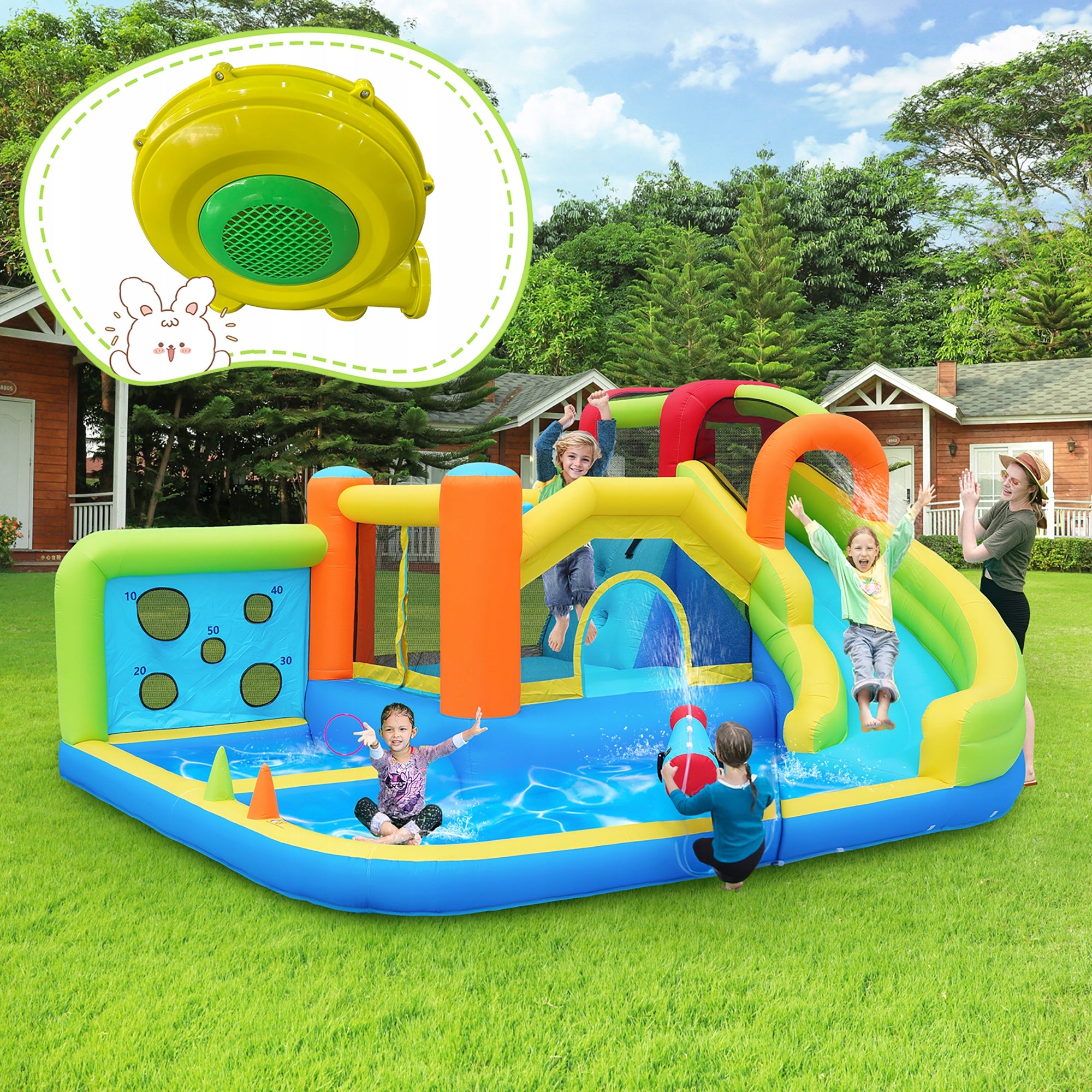 4-Season Bounce House, Water Park, Trampoline, 450W Blower Brand no brand