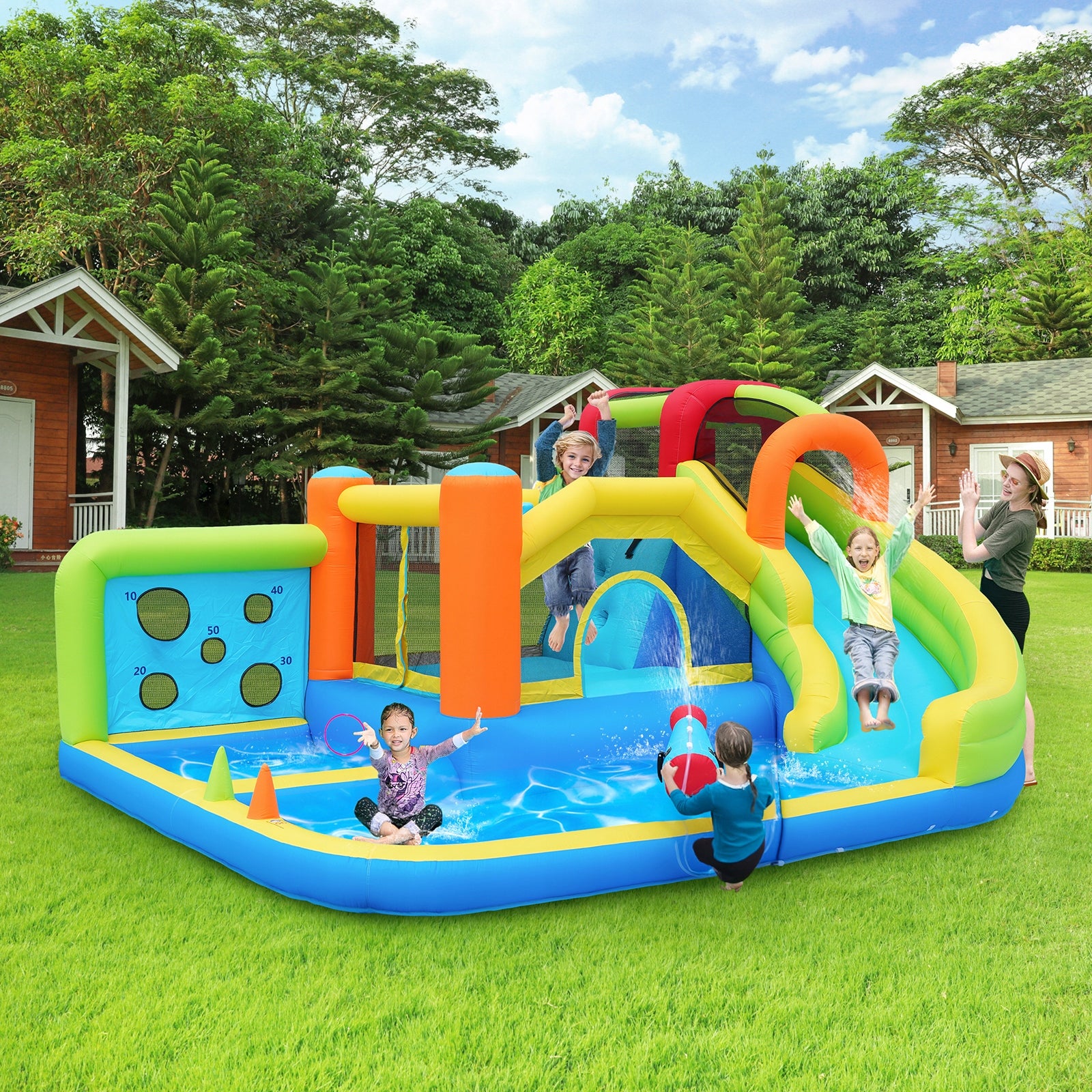 4-Season Bounce House, Water Park, Trampoline, 450W Blower