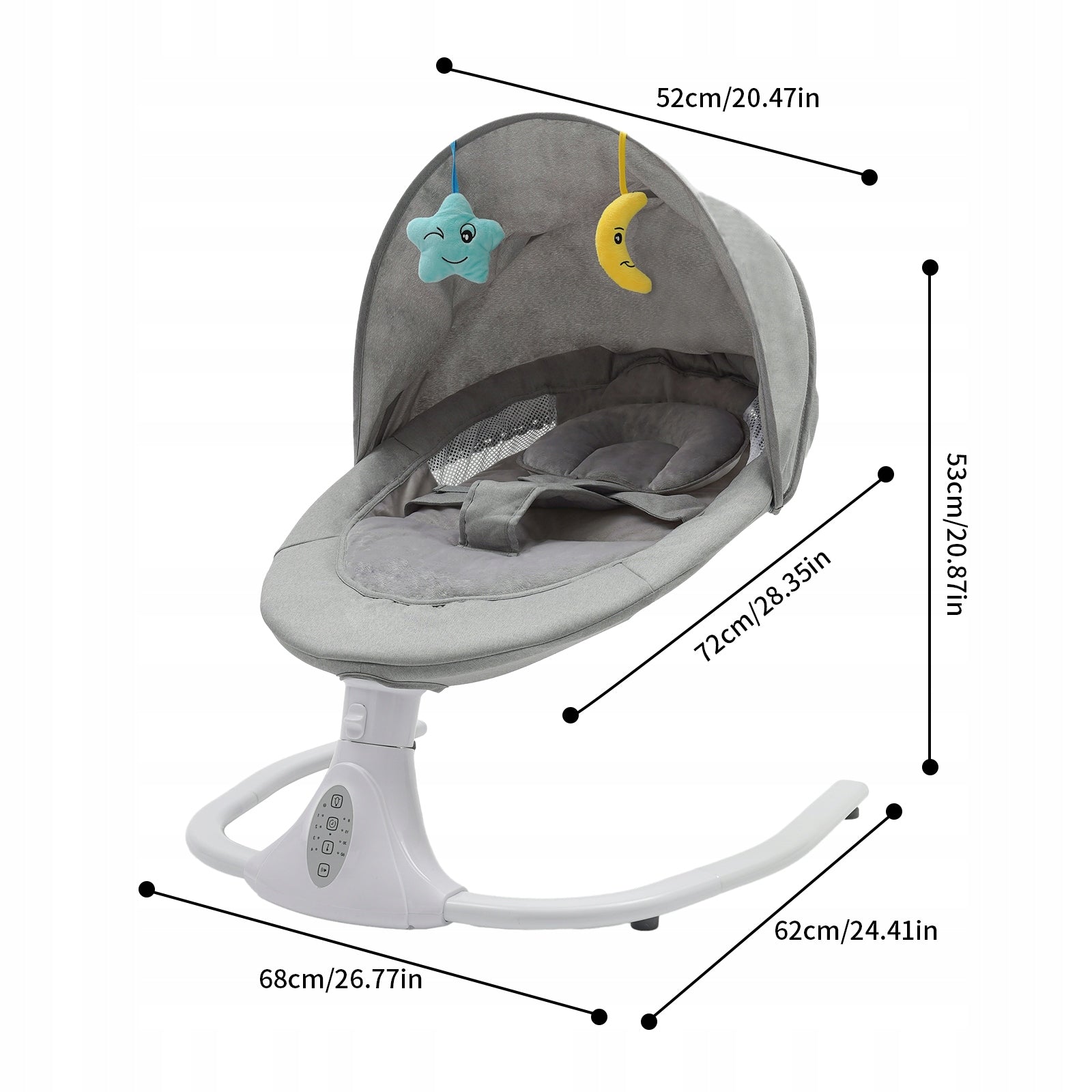 4-Speeds Electric Baby Rocking Chair 0-18 Months 18kg Bluetooth Remote Gray Packaging status original