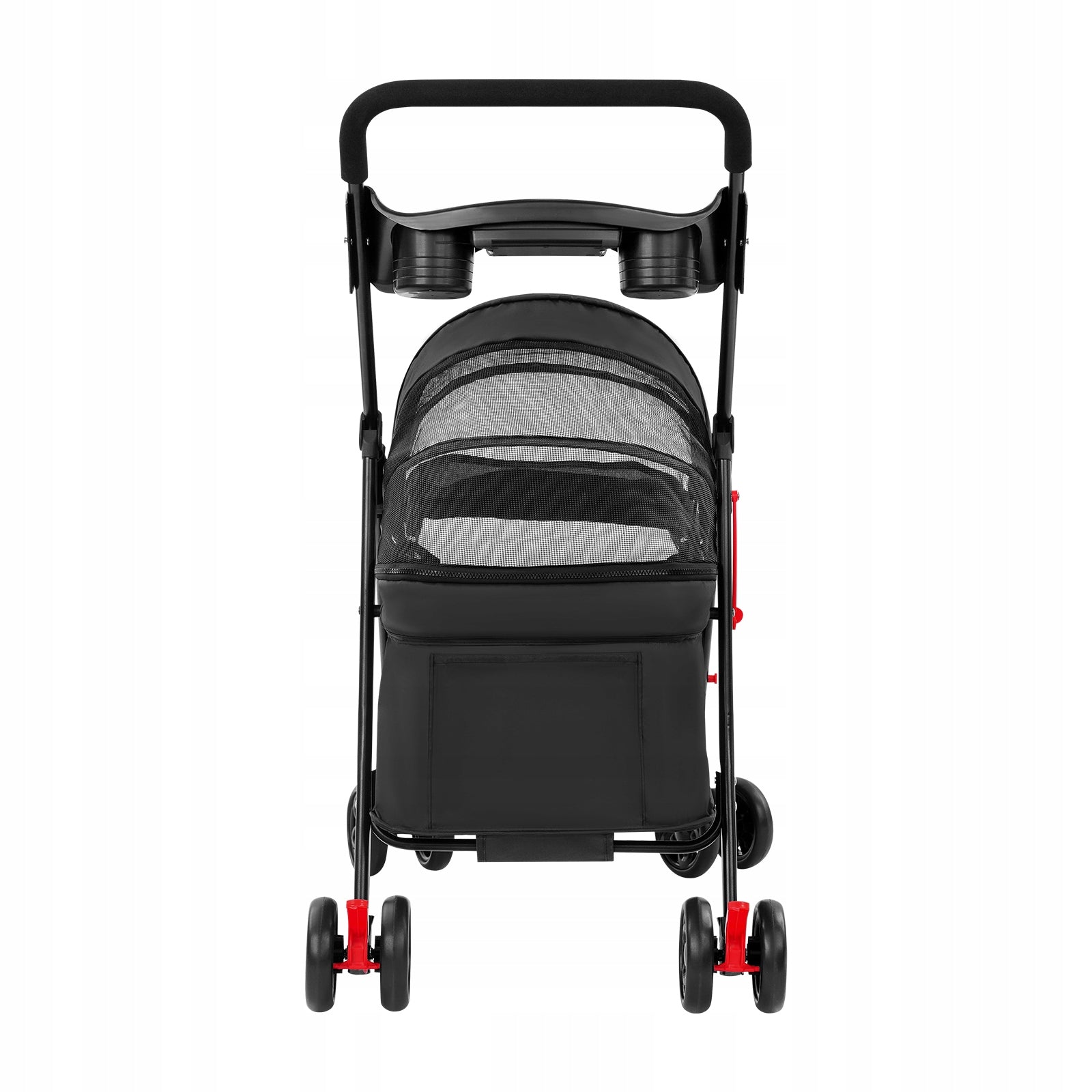 4-Wheel Folding Pet Stroller Mesh Windows, Lightweight Pet Cart Color black