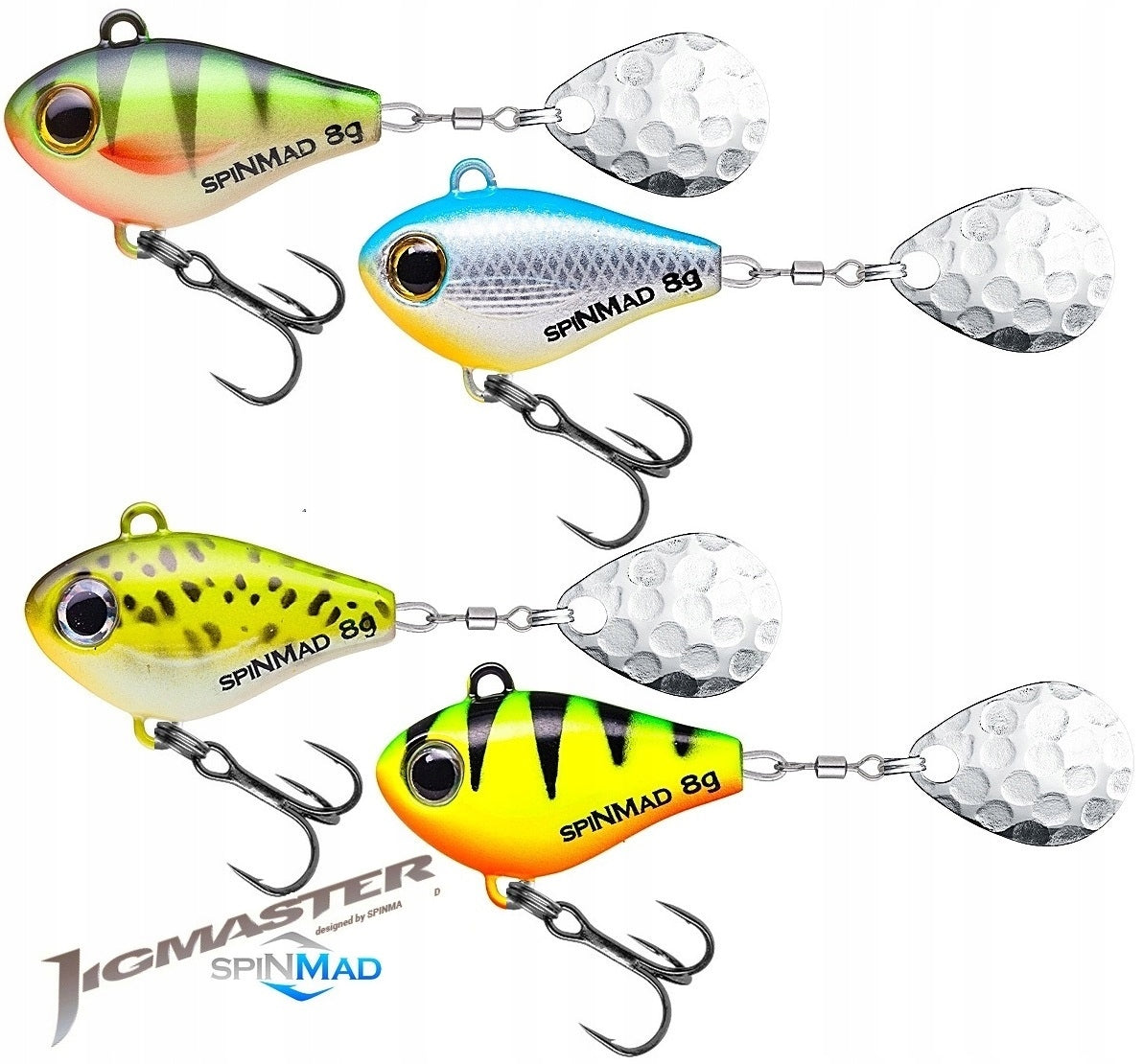 4 X SPINNING TAIL JIG MASTER 8 gr s.B ON PERCH CHUBS TROUT PIKE