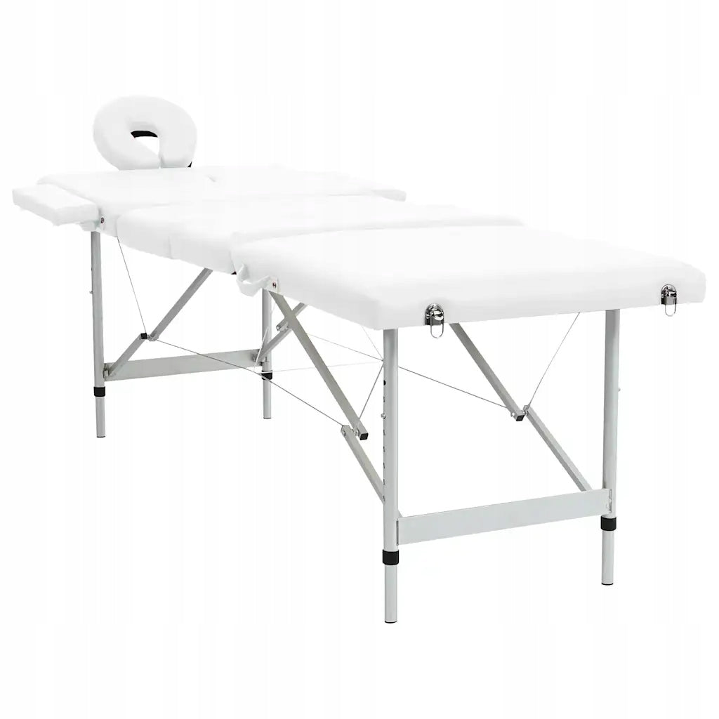 4-Zone Massage Table, Aluminum Frame, White Cream Color Medical device no