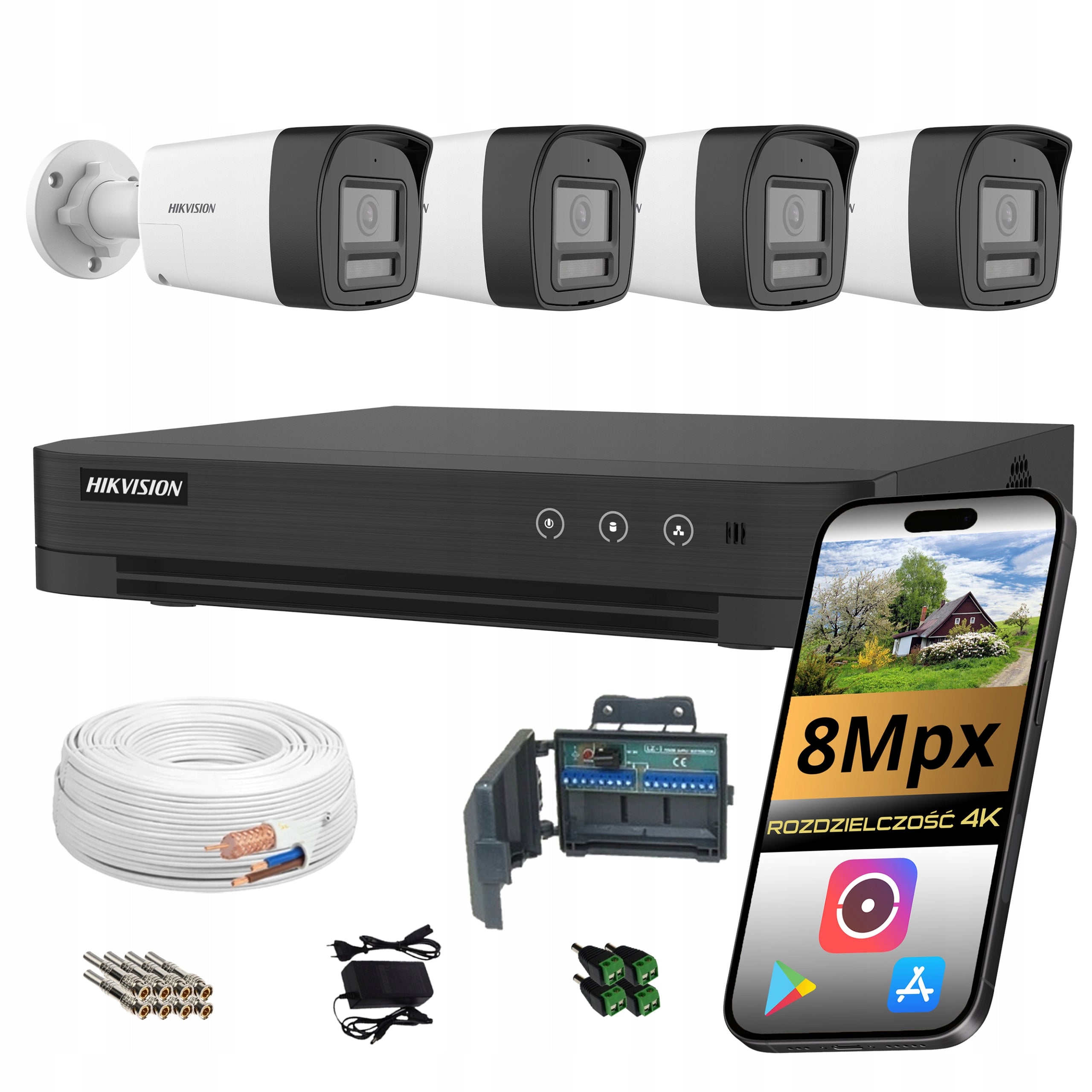 4 camera surveillance kit hikvision 4K 8Mpx color image at night UltraHD