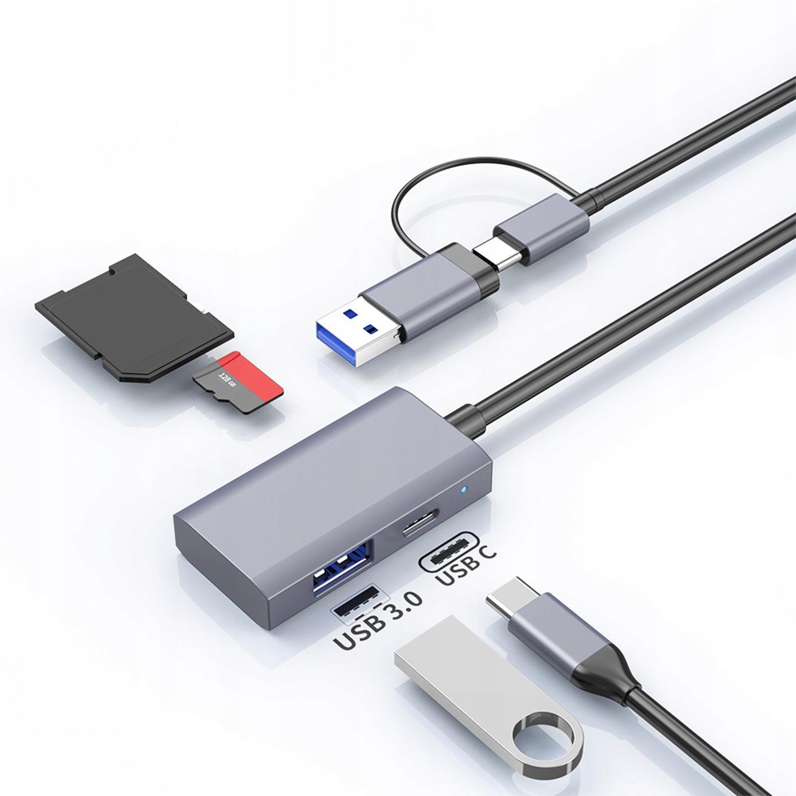 4 in 1 Card Reader USB C, USB 3.0, SD, TF Compatible High Speed