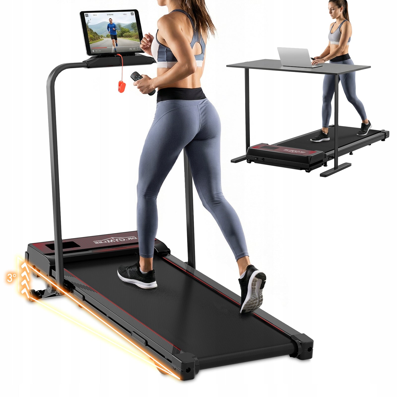 4-in-1 Folding Eletric Treadmill, 1-10% Auto Incline, 1-12 km/h Speed