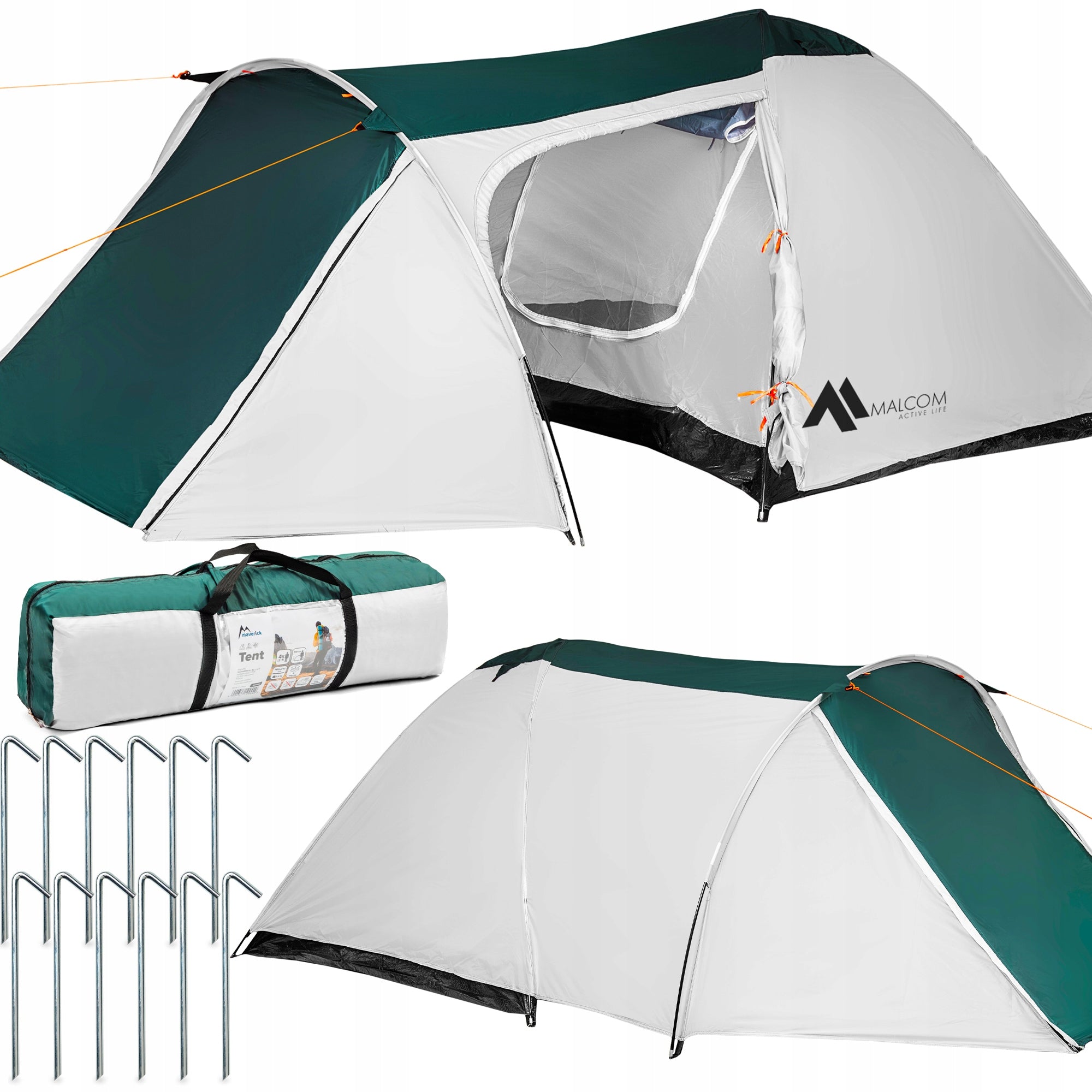 4-person single-coating tourist tent with vestibule 2000 mm