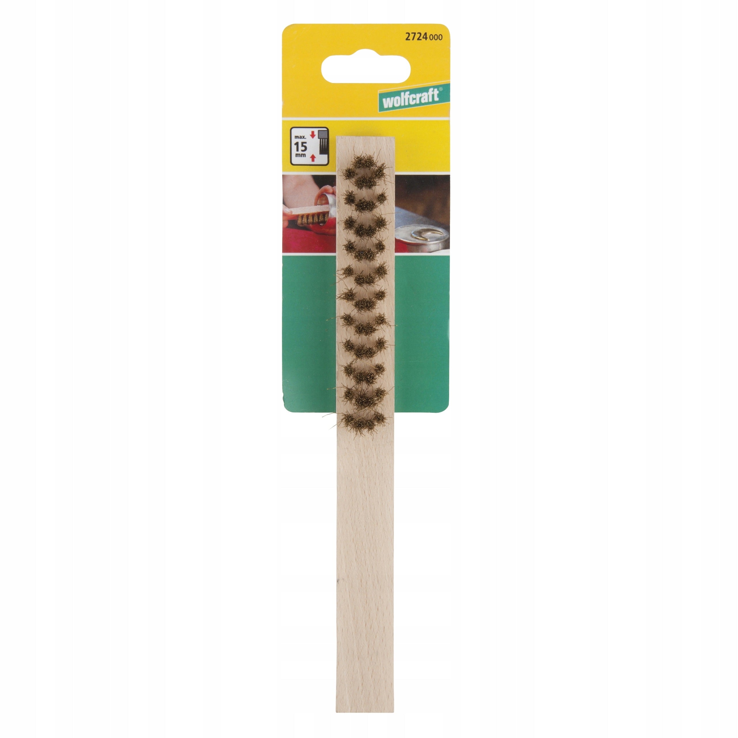 4-row hand wire brush 220mm Wolfcraft - brass wire